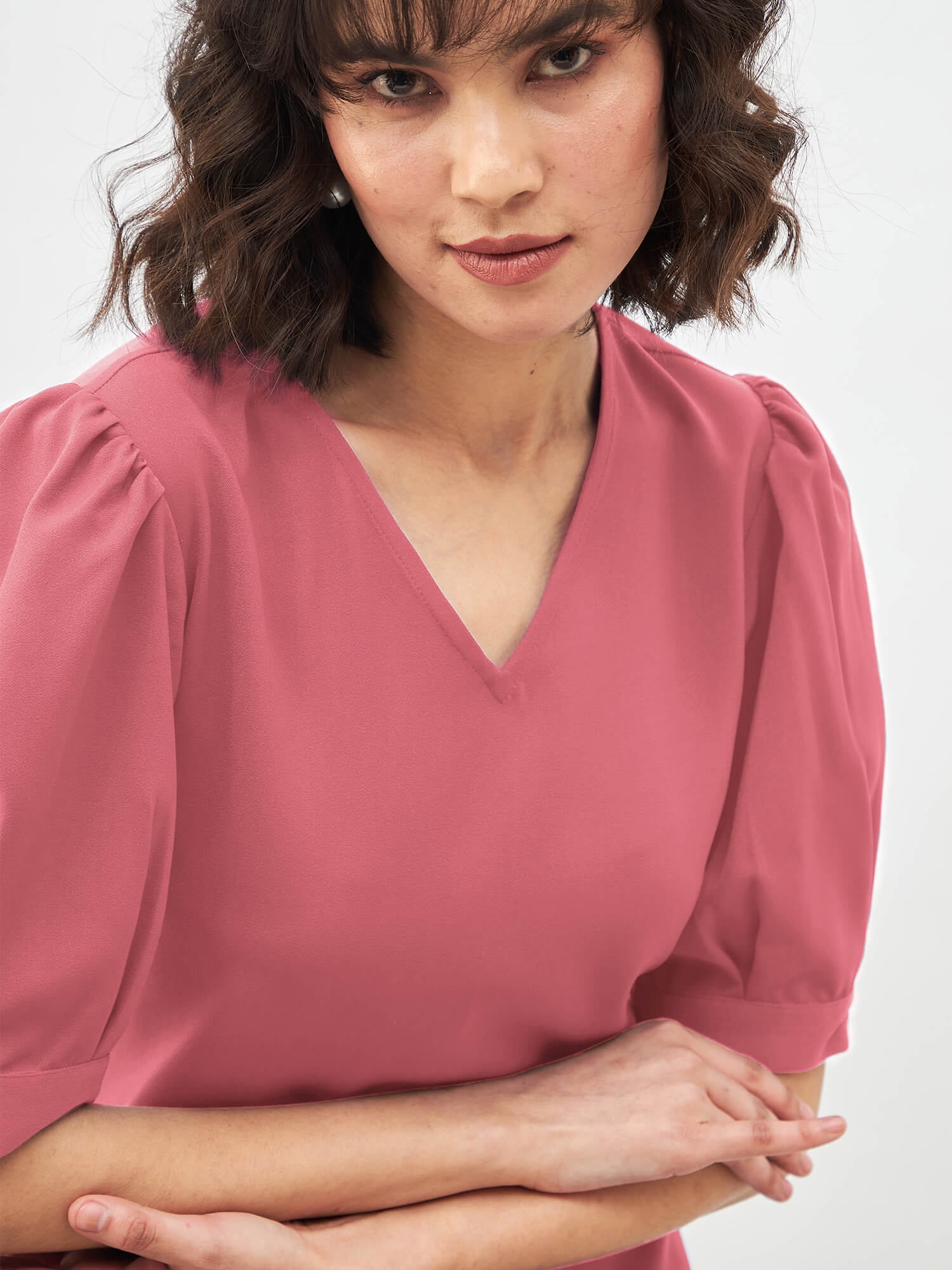 Valiant Balloon Sleeves Shift Dress - Coral Pink