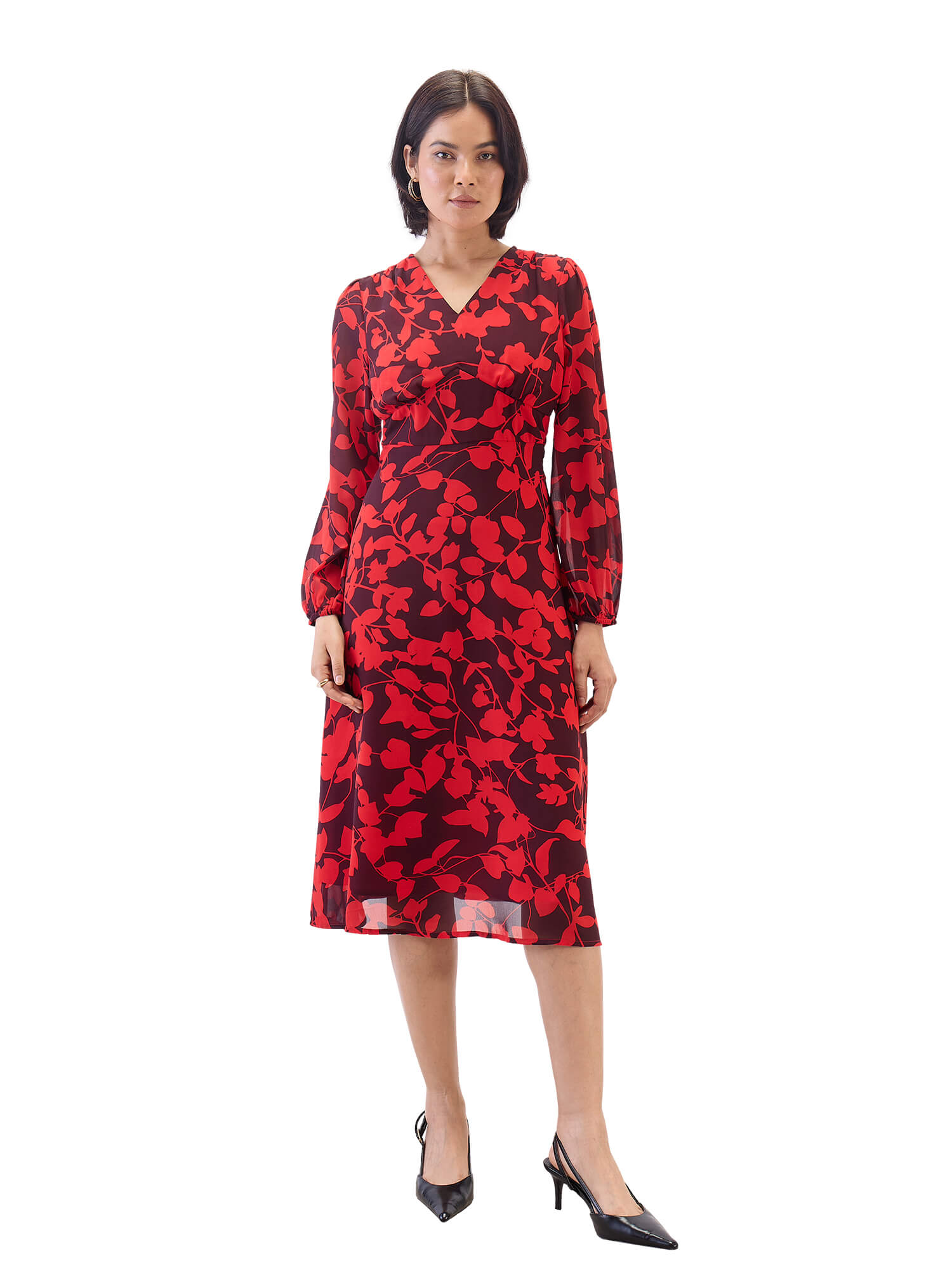 Darose Empire Waist Midi Dress-Multi