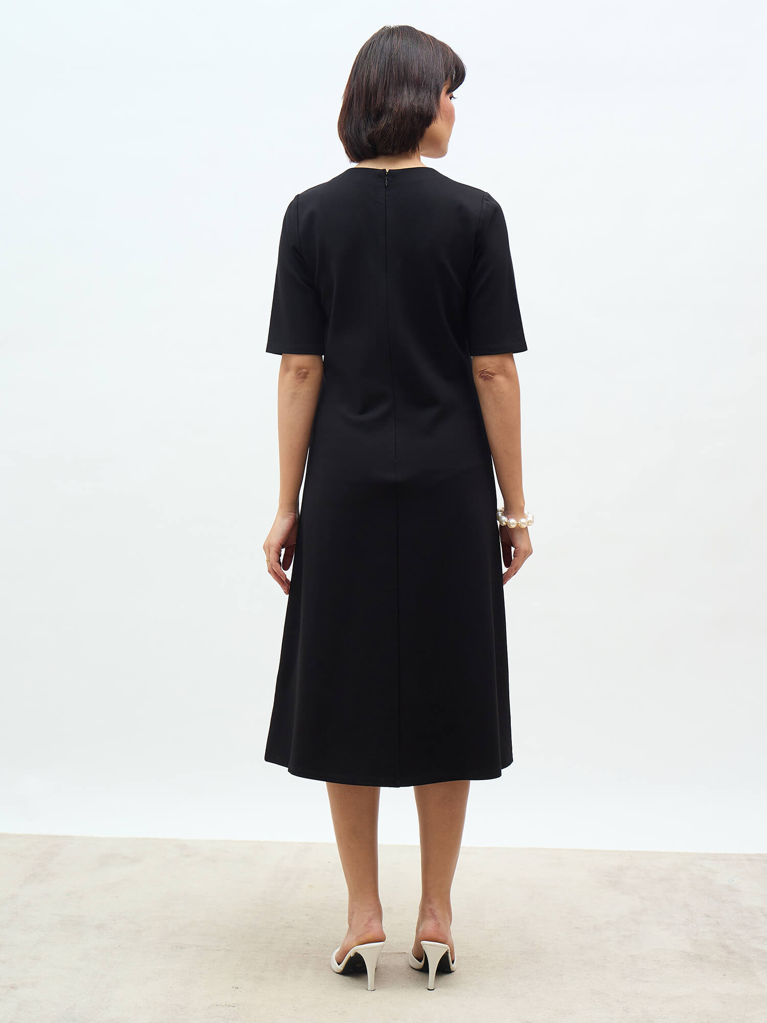 Astraea Contrast Panel Dress-Black