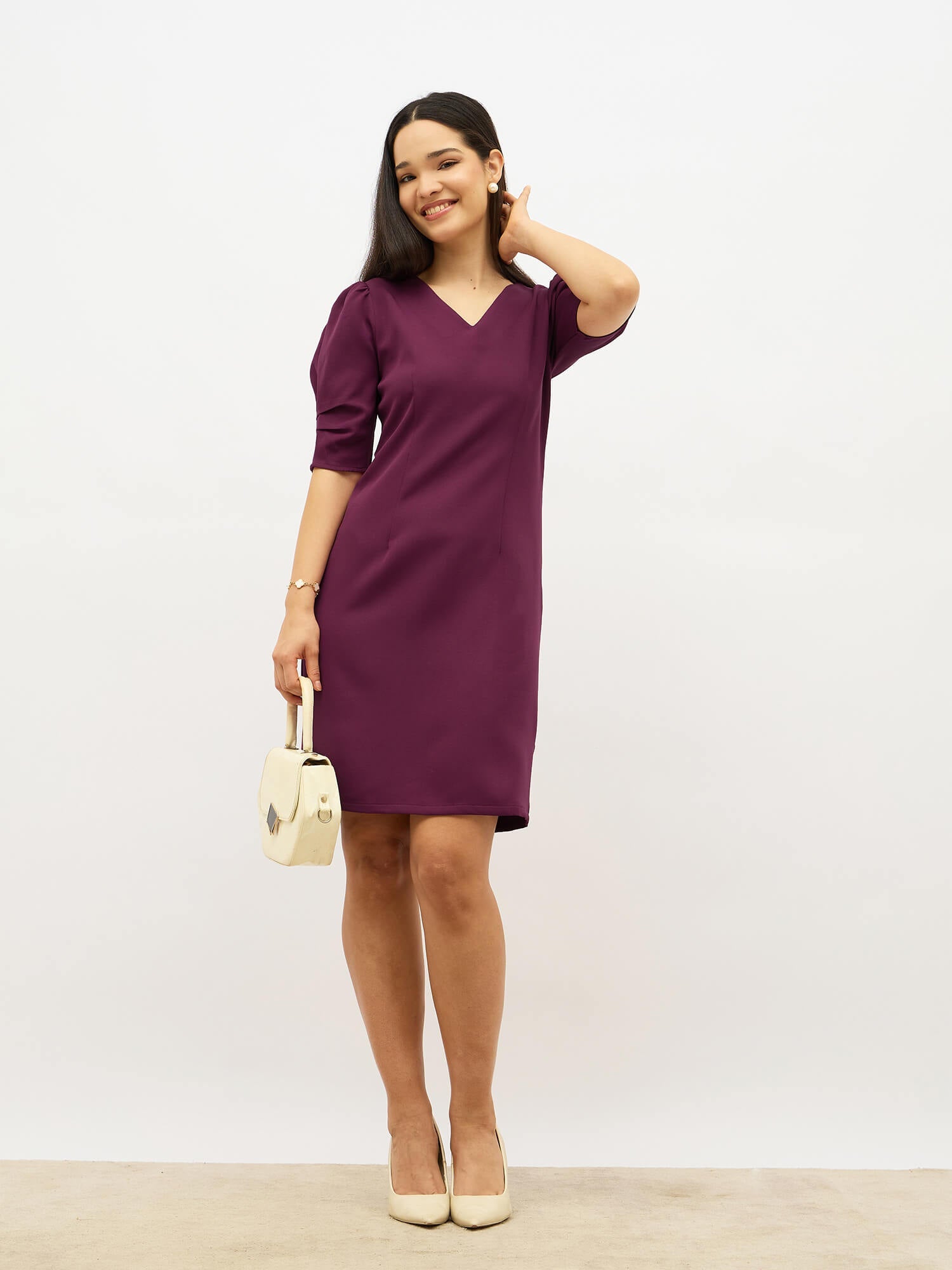 Dolan V-Neck Sheath Dress-Plum