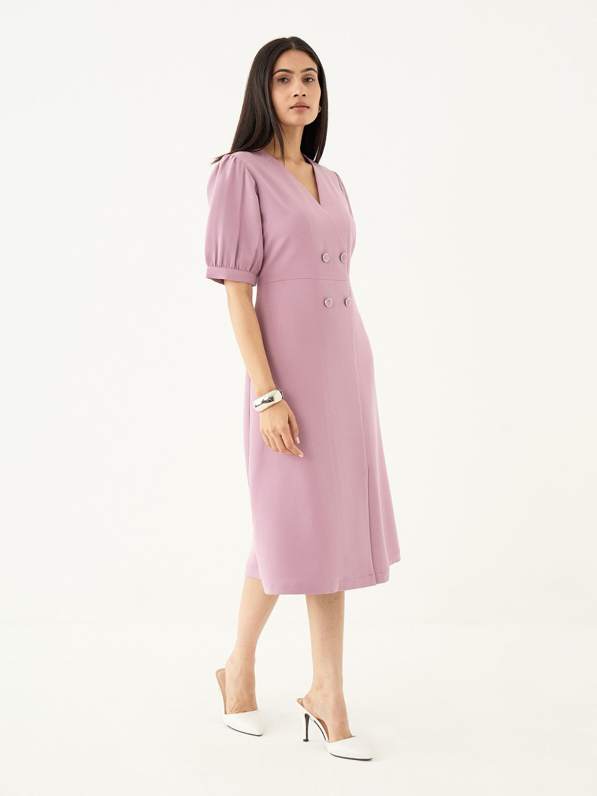 Rhapsody Fit & Flare Blazer Style Dress-Mauve