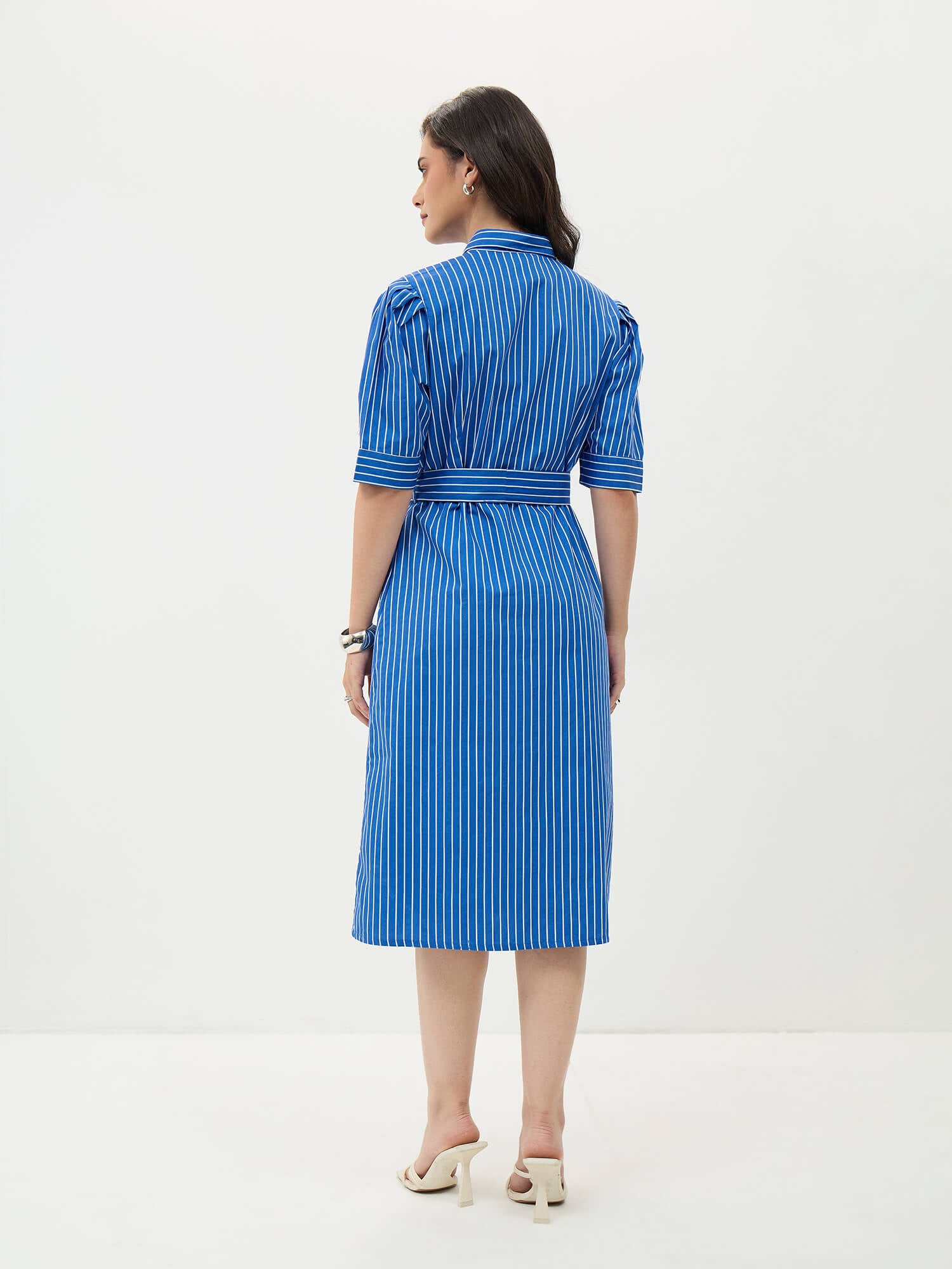 Regatta Striped Shirt Dress-Cobalt Blue
