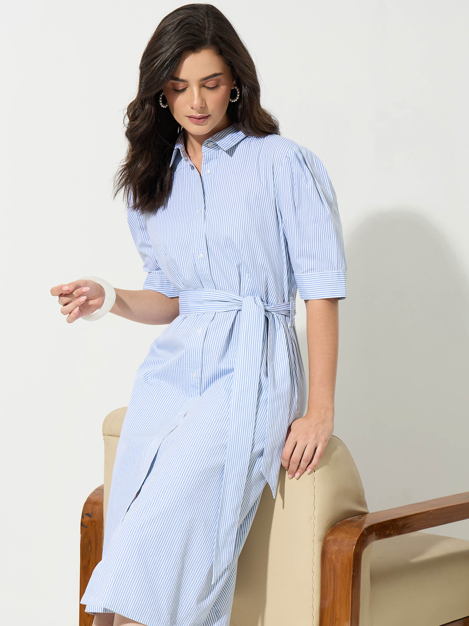 Regatta Striped Shirt Dress-Grey