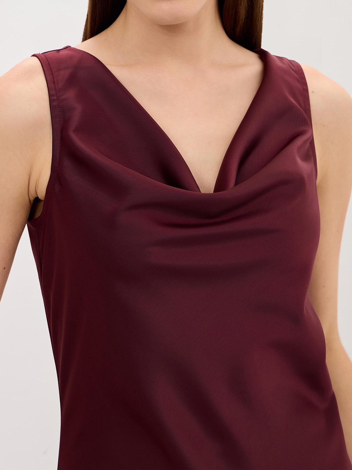 Fraise Cowl neck scarf dress-Wine