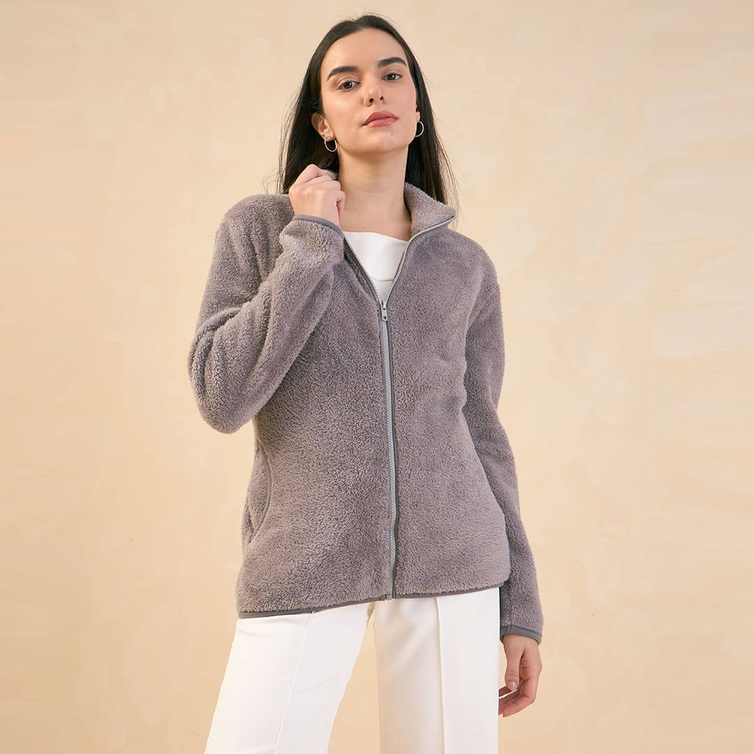 Julia Faux Fur Jacket - Grey