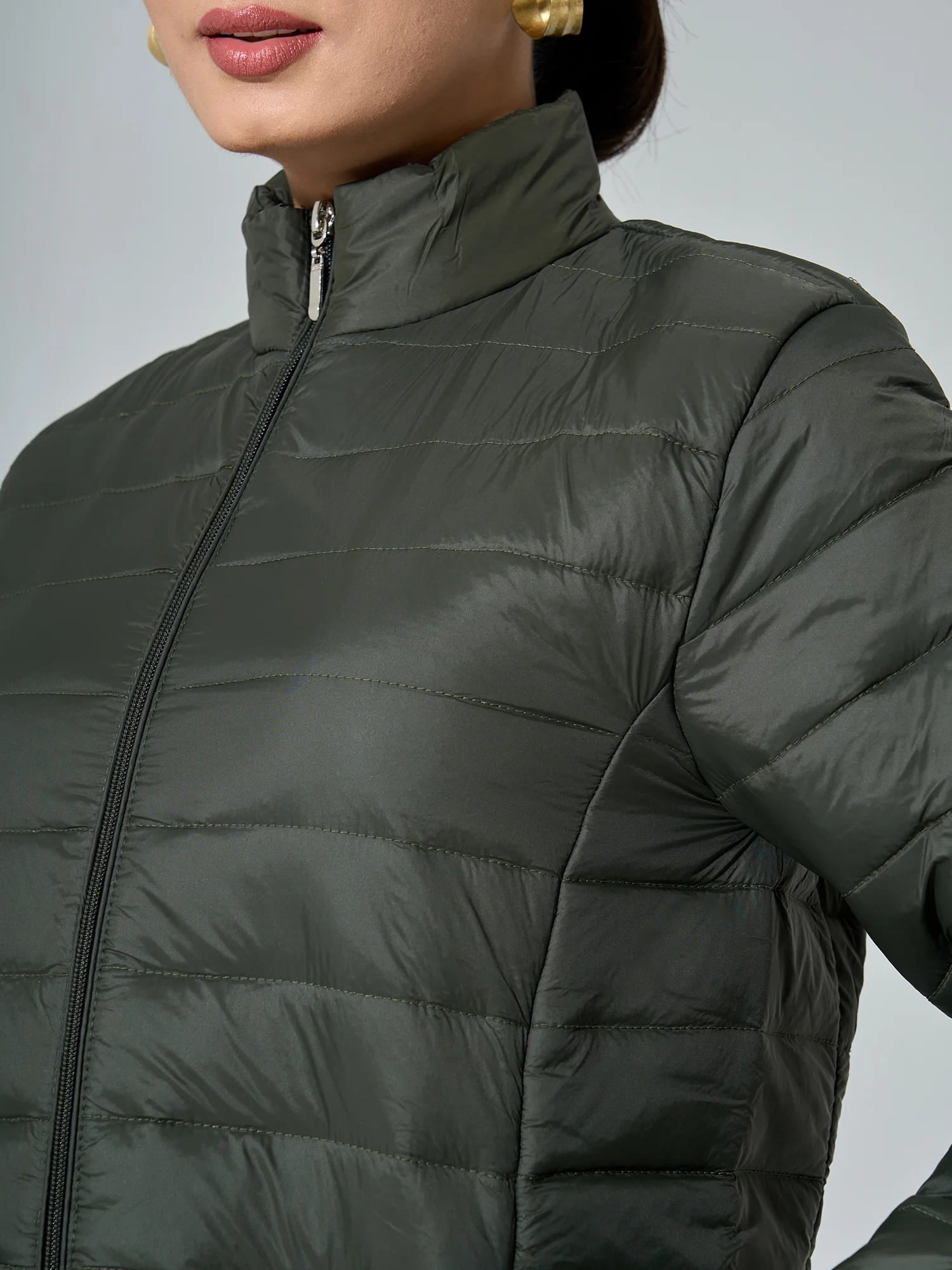 Maeve-Olive Puffer Jacket - Olive Green