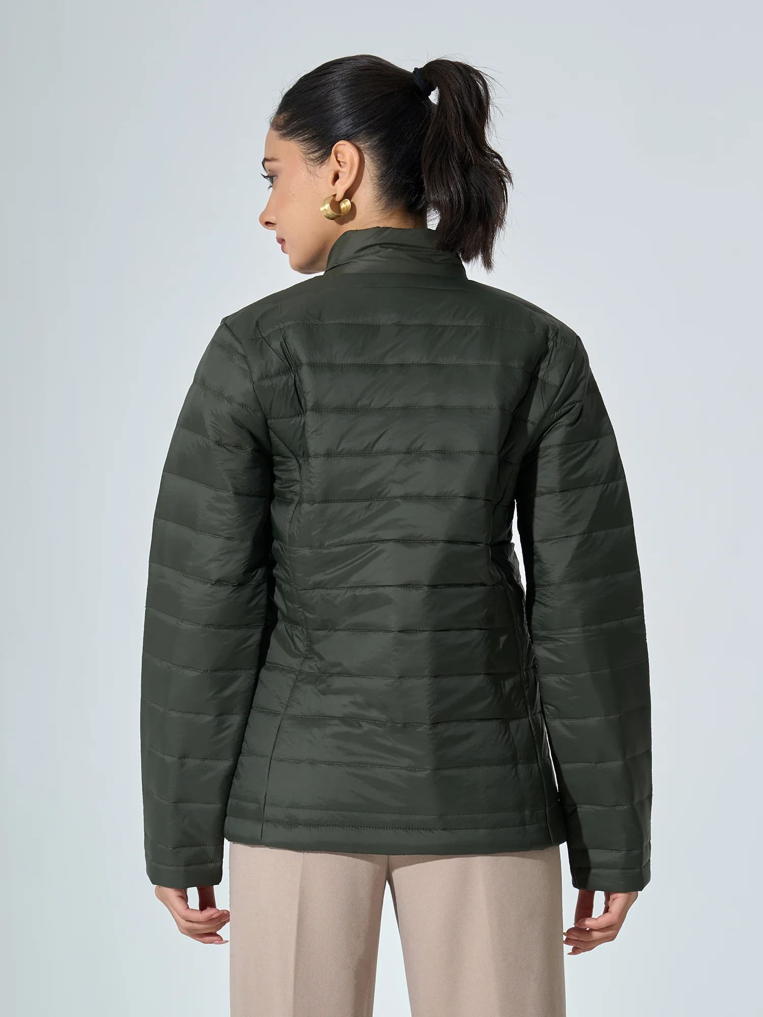 Maeve-Olive Puffer Jacket - Olive Green
