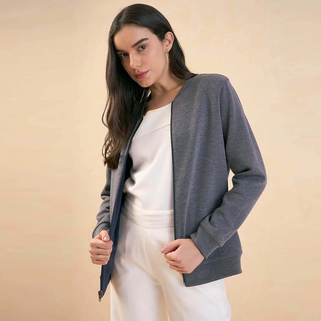 Gio Reversible Bomber Jacket - Blue & Grey