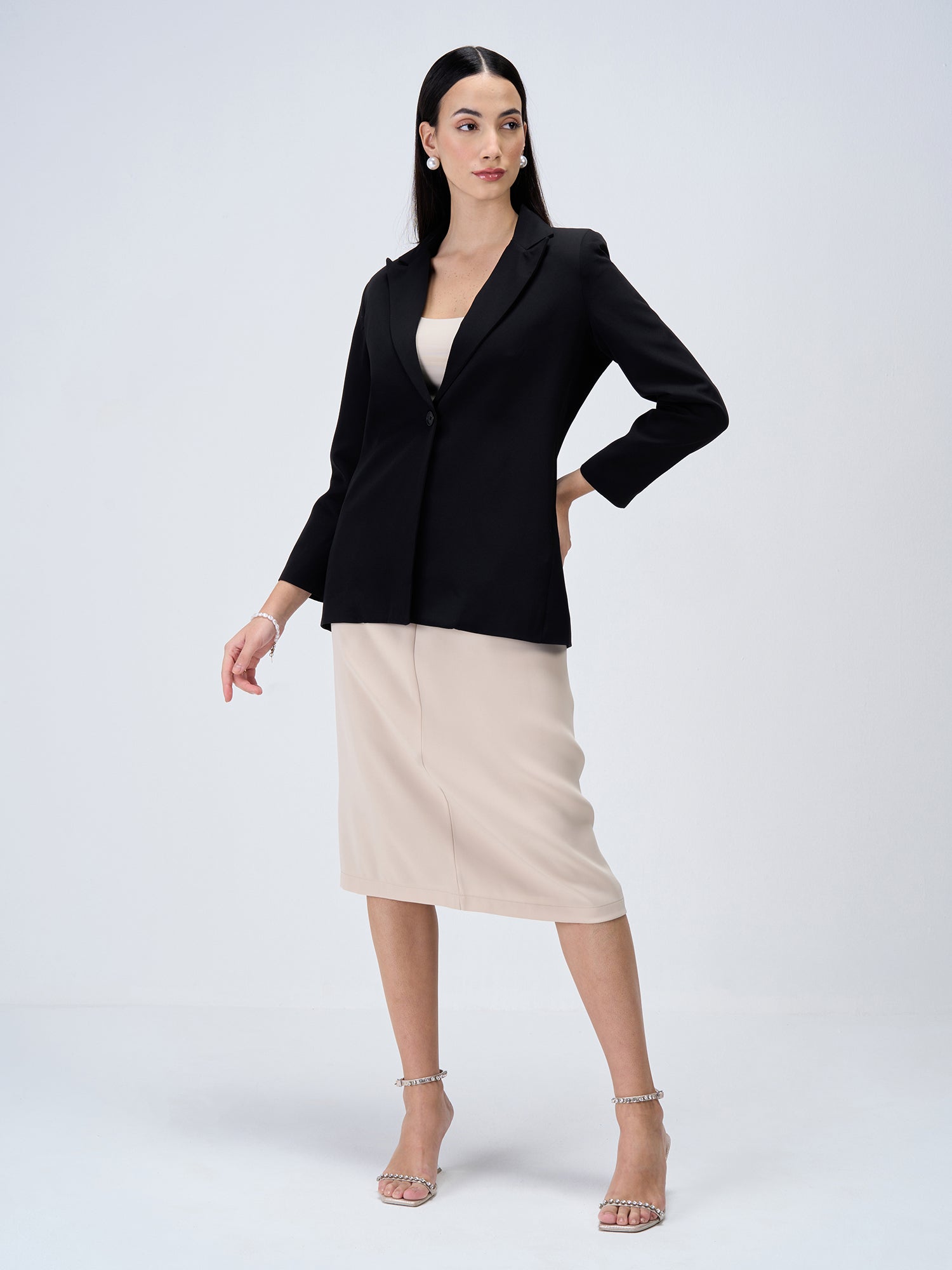 Zoey Single Breasted Blazer-Black
