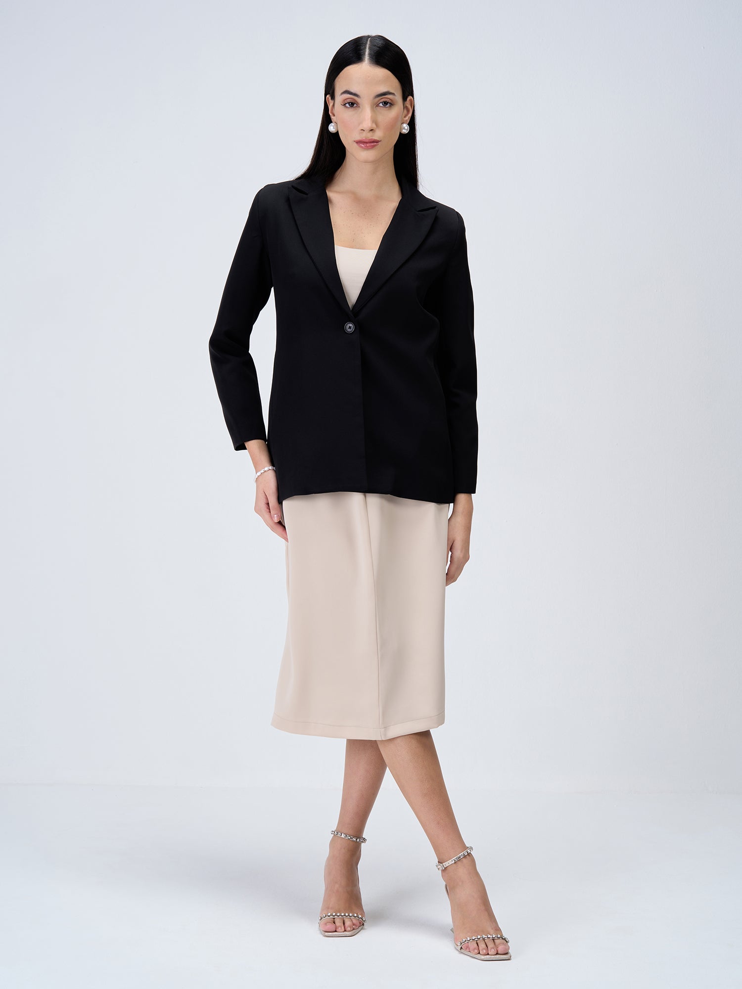 Zoey Single Breasted Blazer-Black