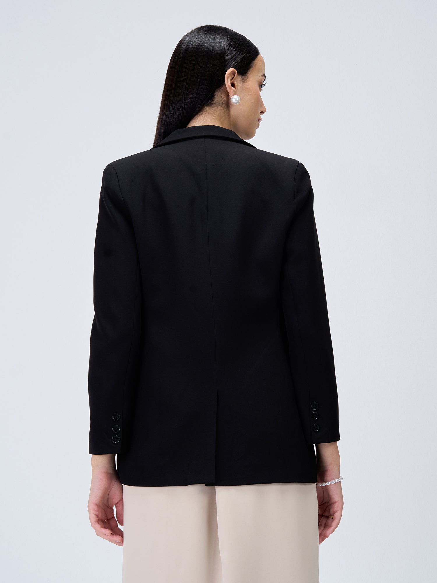 Zoey Single Breasted Blazer-Black