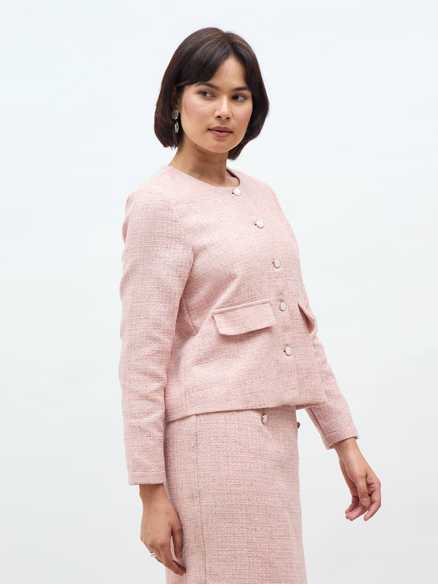 Susie Button Down Short Jacket-Blush Pink