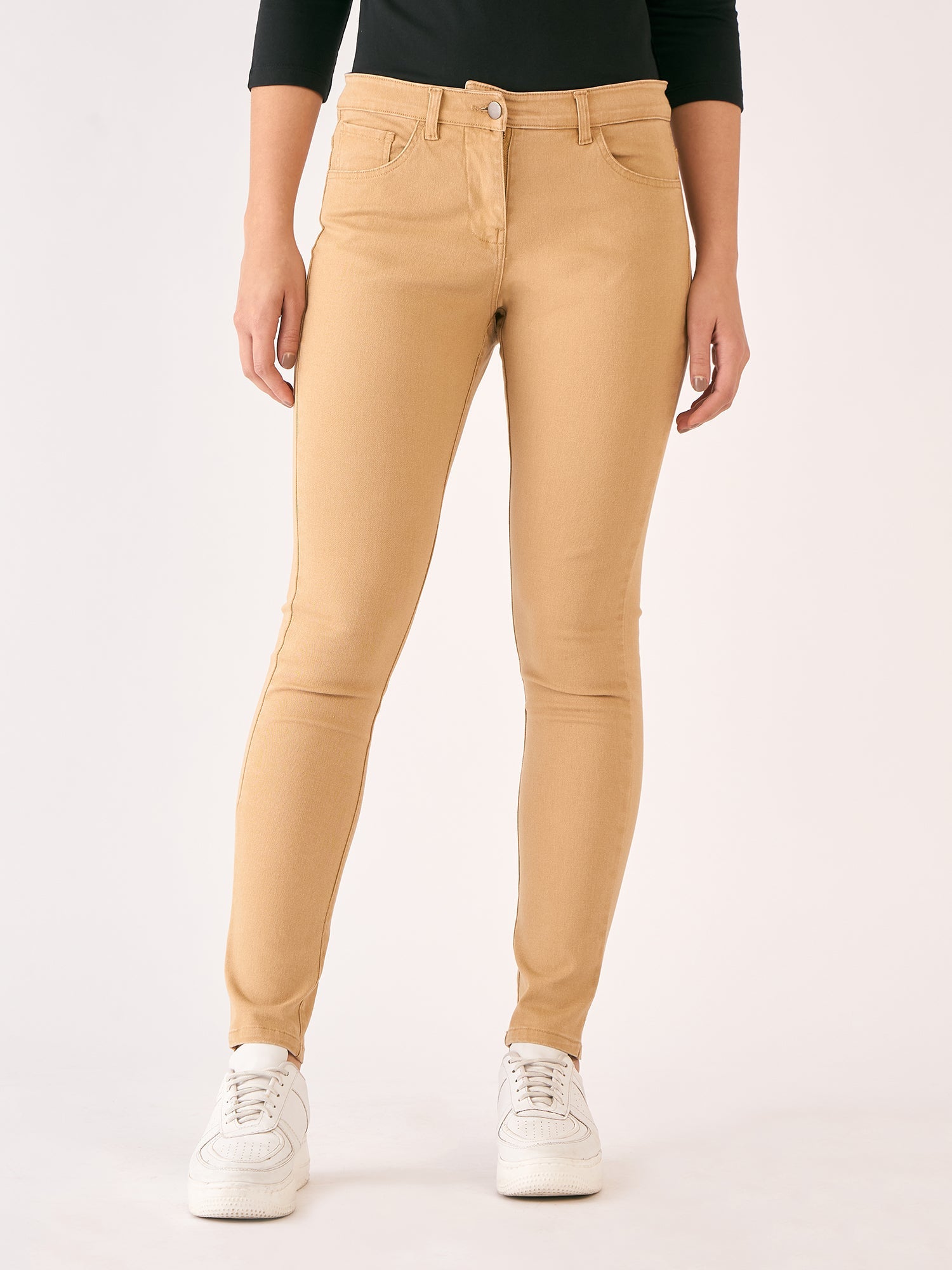 Urban Twill Mid Rise Slim Fit Pants-Tan