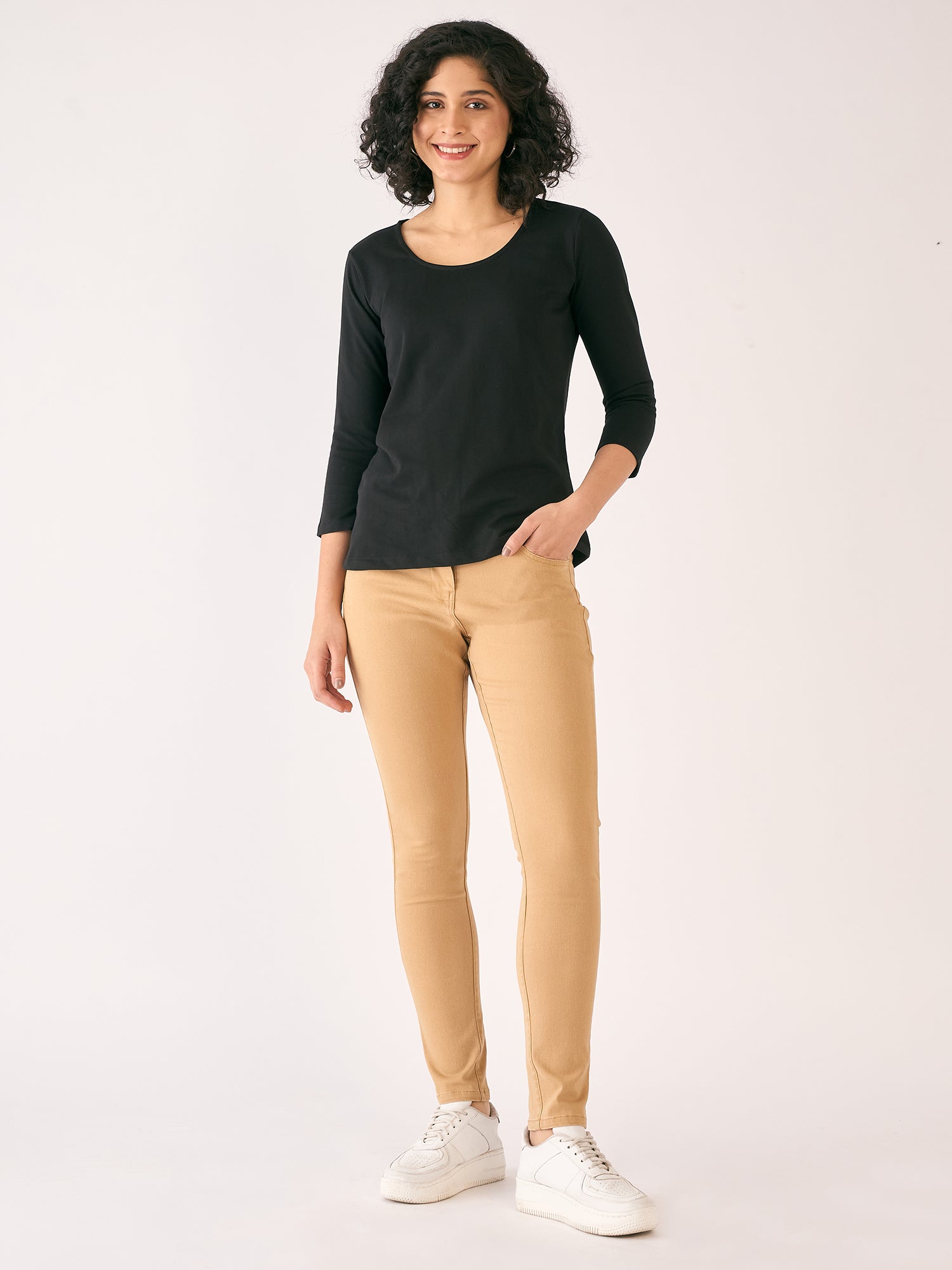 Urban Twill Mid Rise Slim Fit Pants-Tan