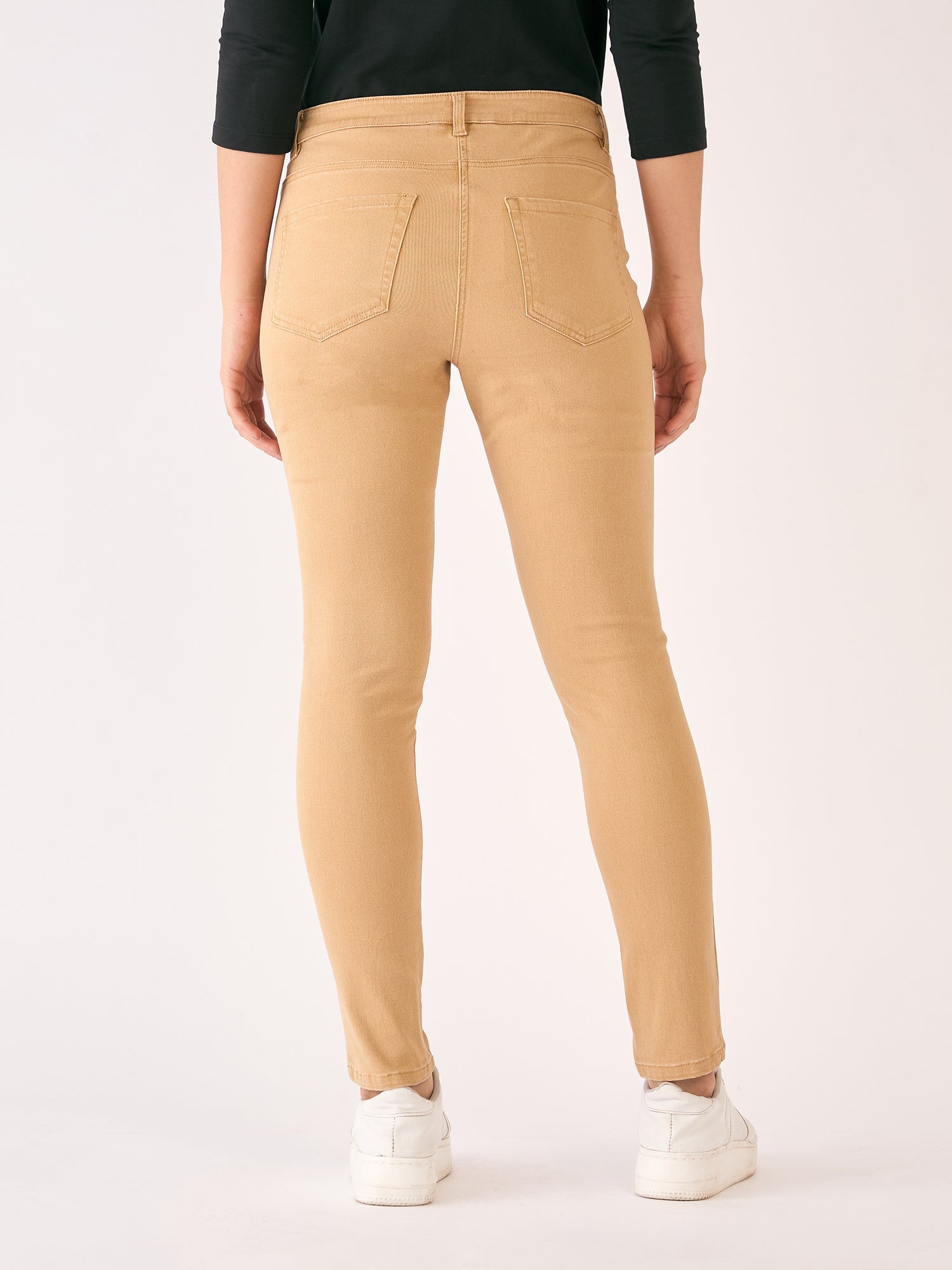 Urban Twill Mid Rise Slim Fit Pants-Tan