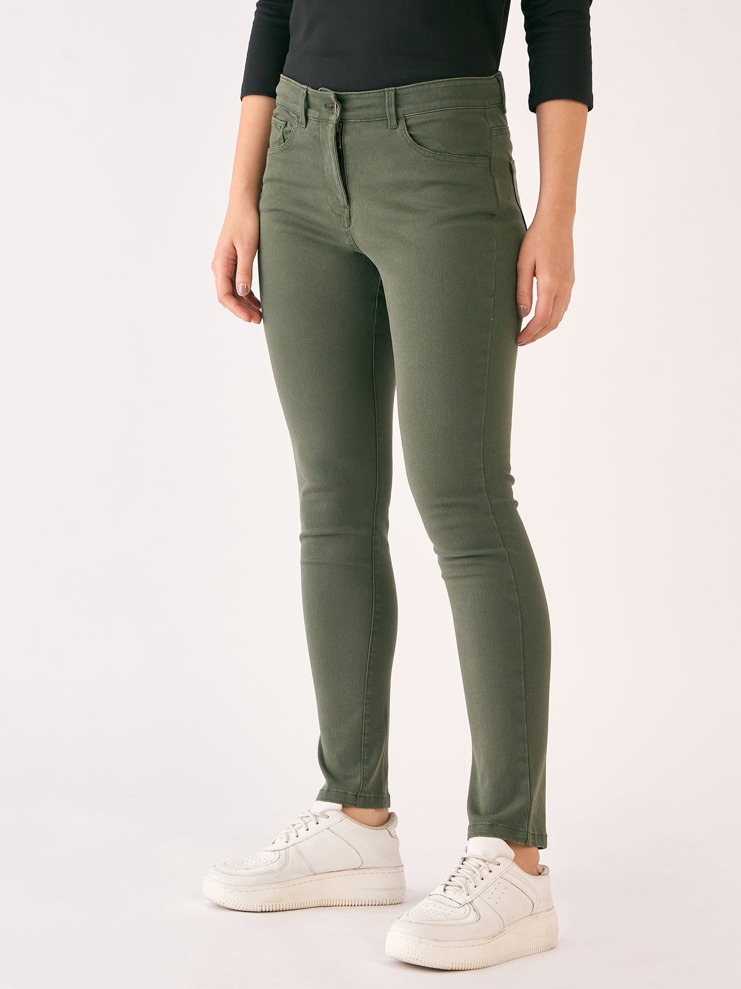 Urban Twill Mid Rise Slim Fit Pants-Olive