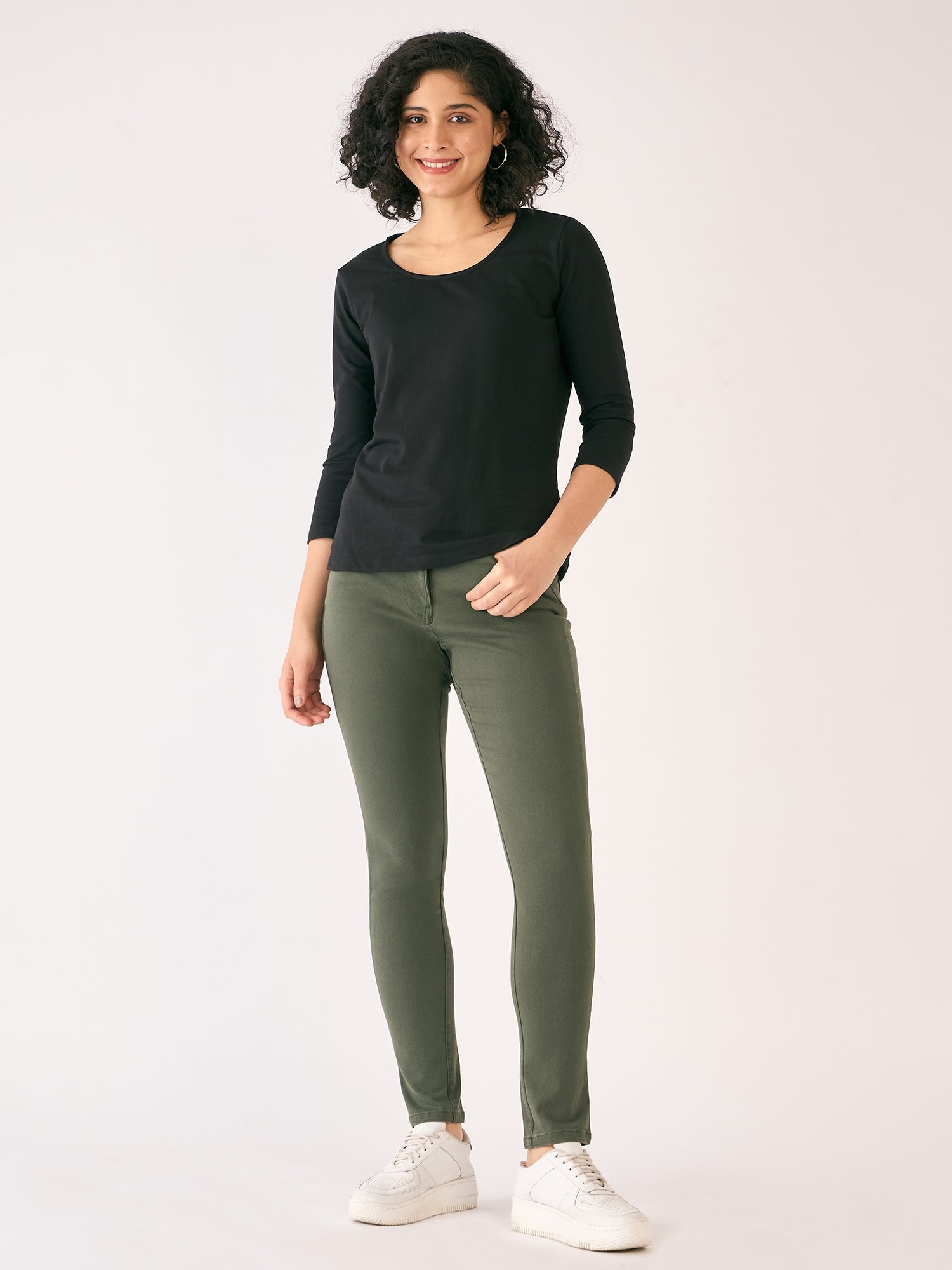 Urban Twill Mid Rise Slim Fit Pants-Olive