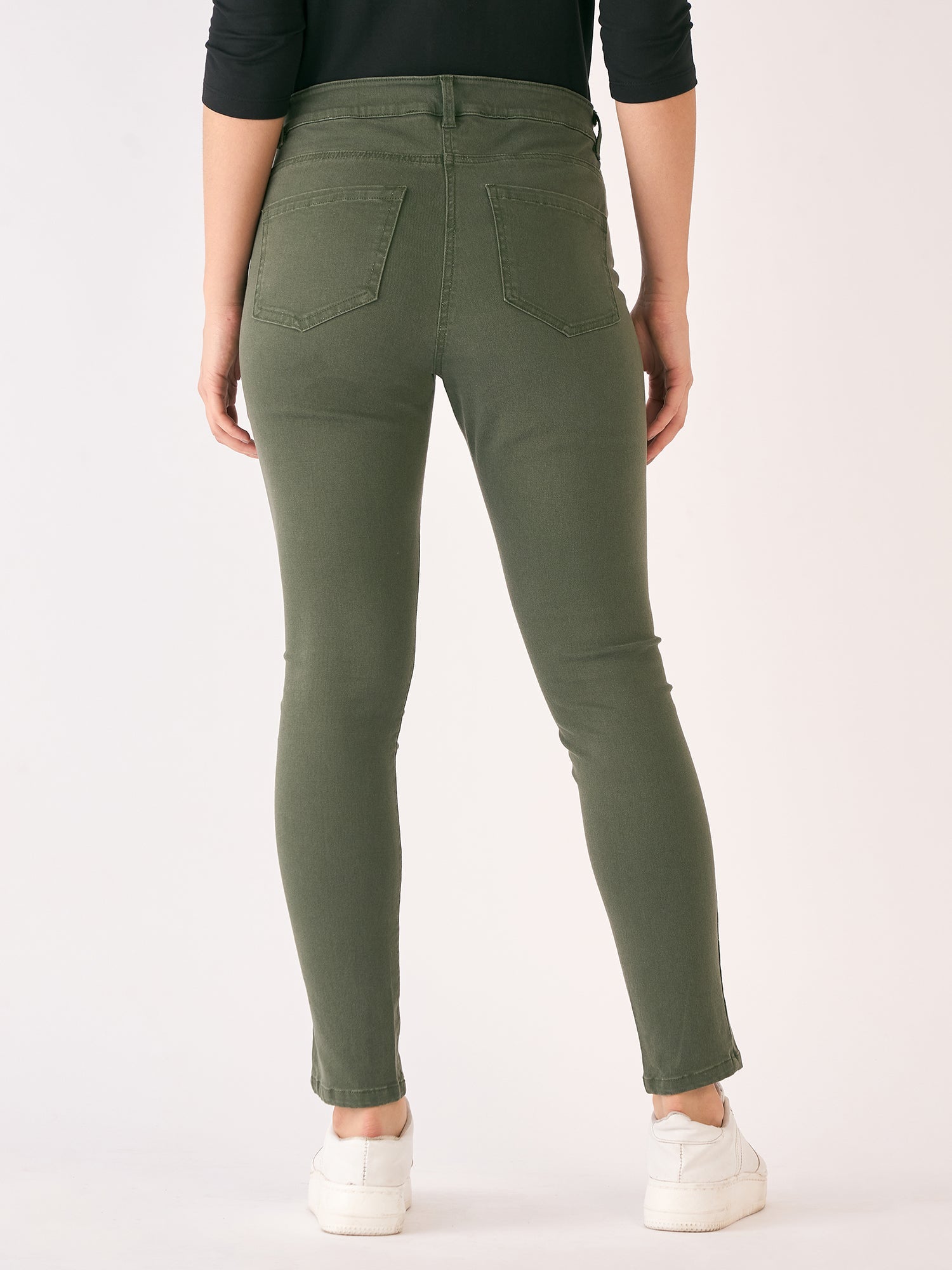 Urban Twill Mid Rise Slim Fit Pants-Olive