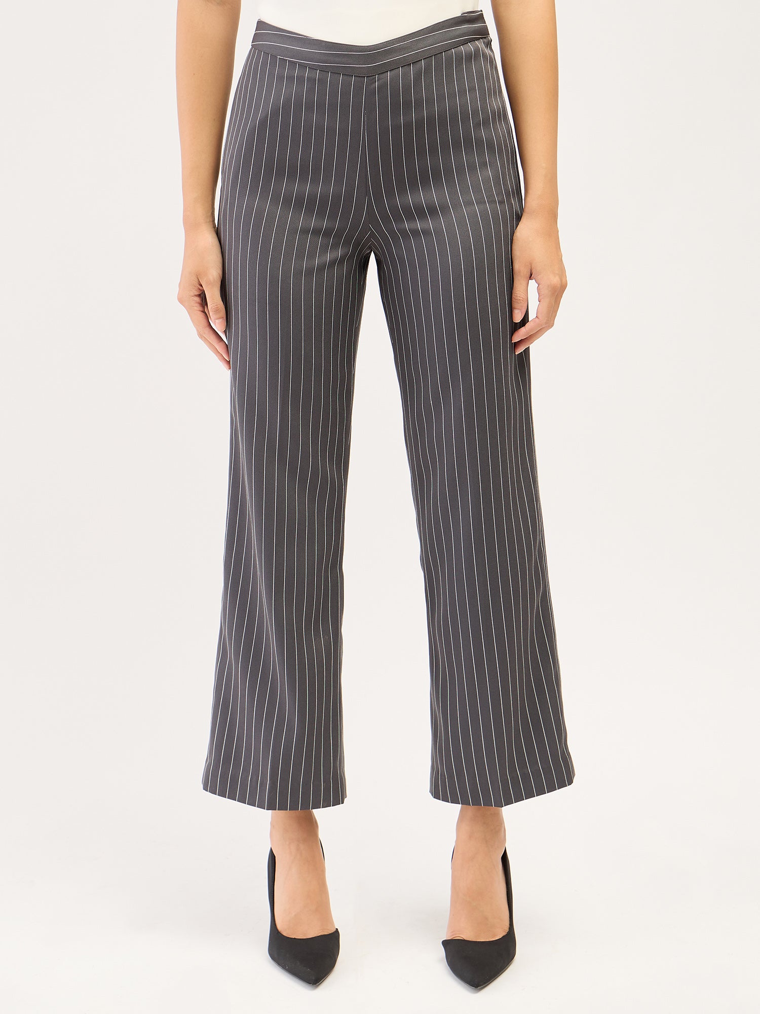 Liberal Striped Formal Side Zip Pant - Grey/white