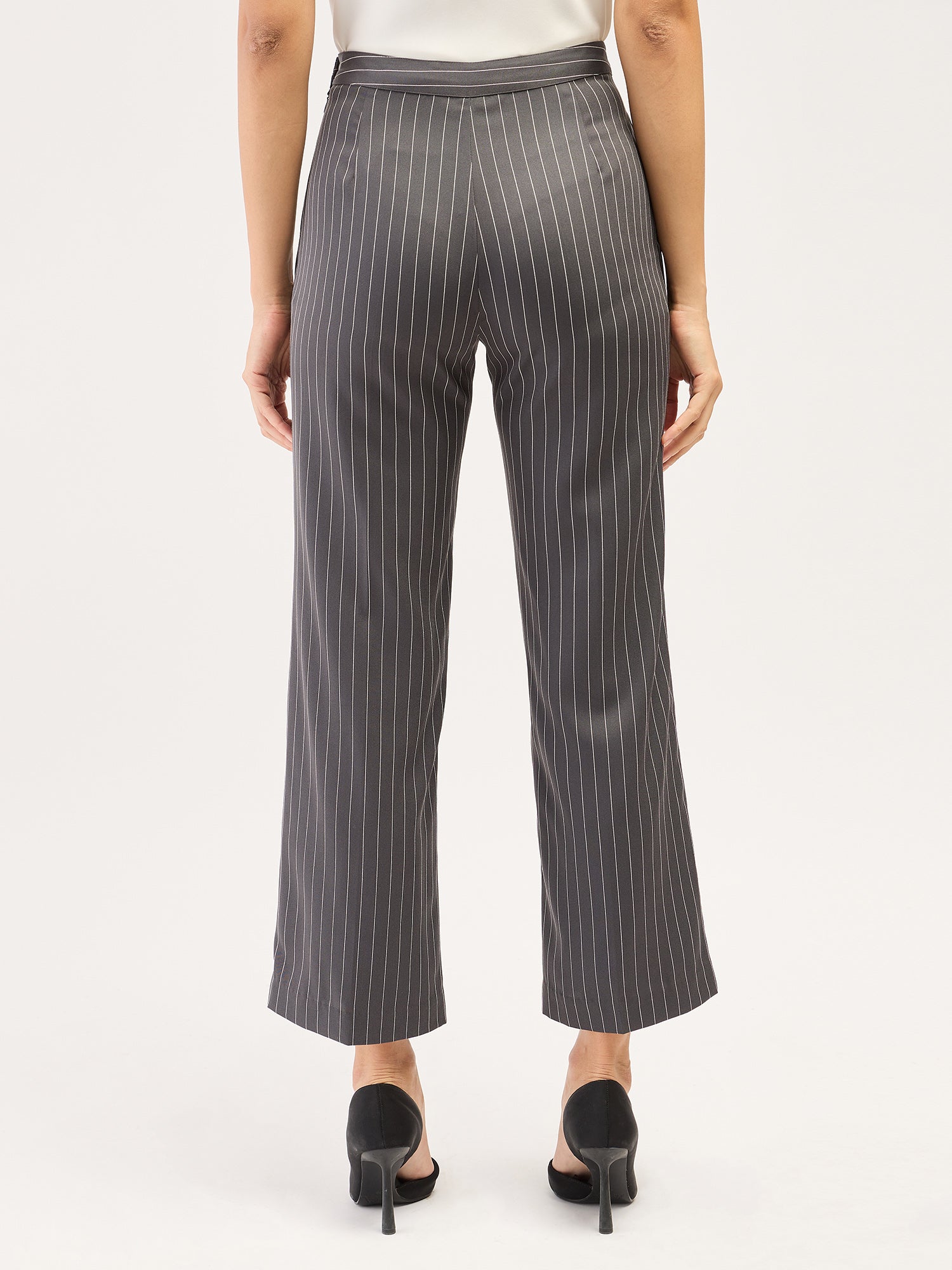 Liberal Striped Formal Side Zip Pant - Grey/white