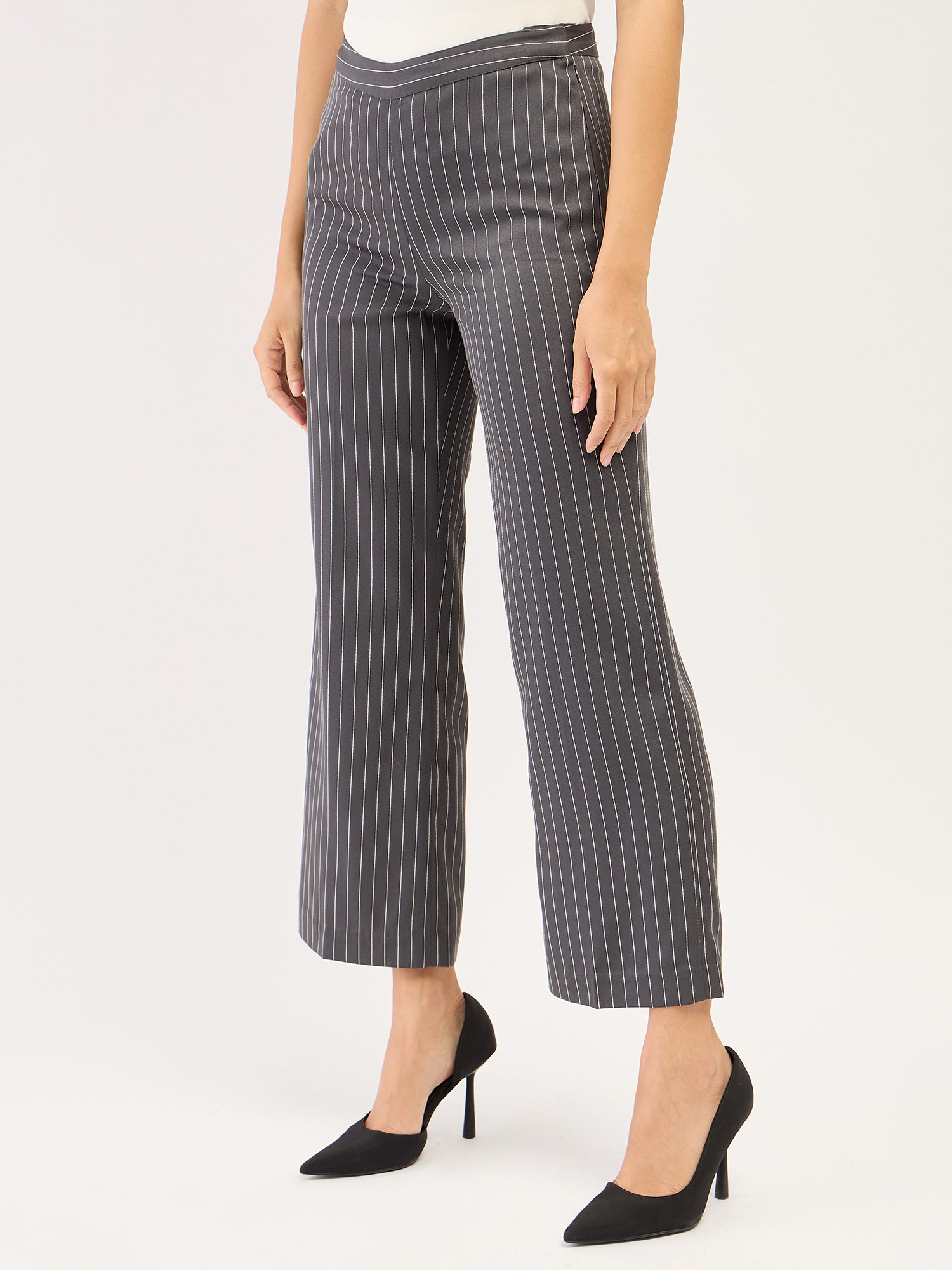 Liberal Striped Formal Side Zip Pant - Grey/white