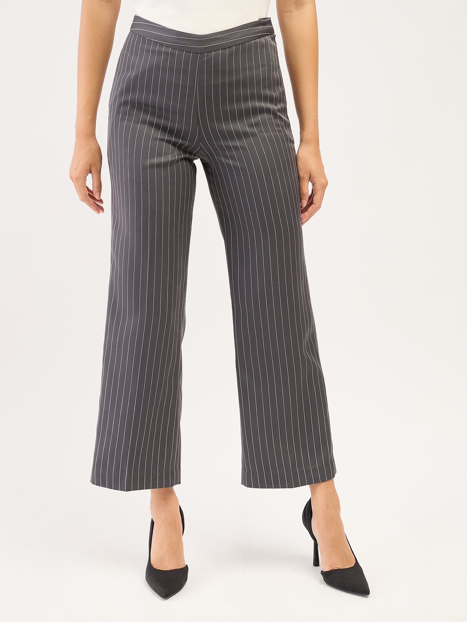 Liberal Striped Formal Side Zip Pant - Grey/white