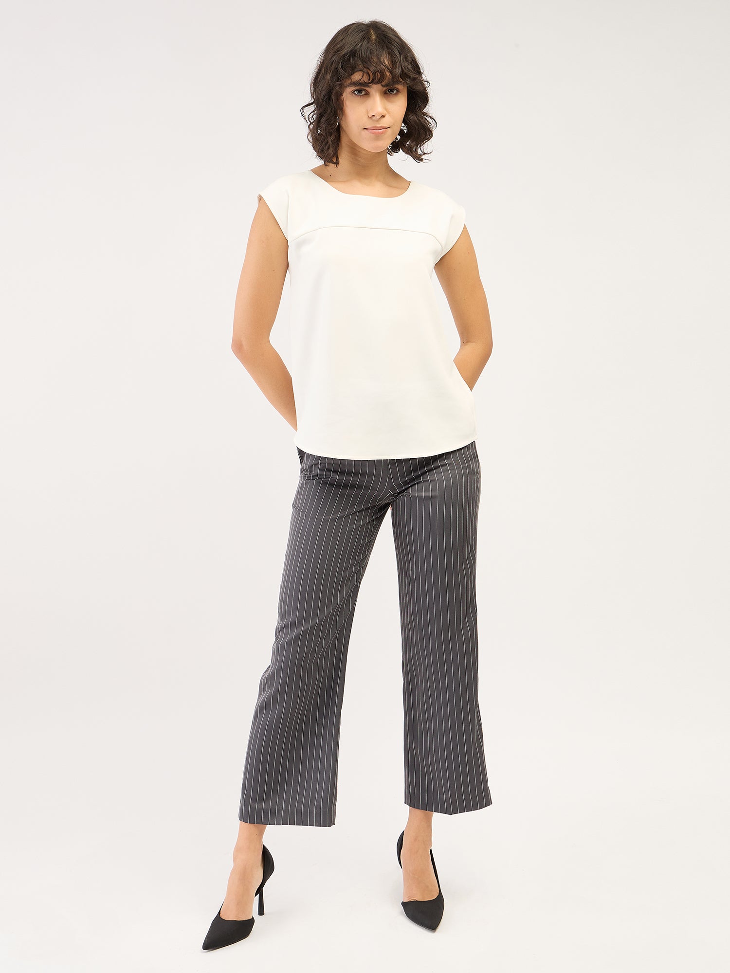 Liberal Striped Formal Side Zip Pant - Grey/white