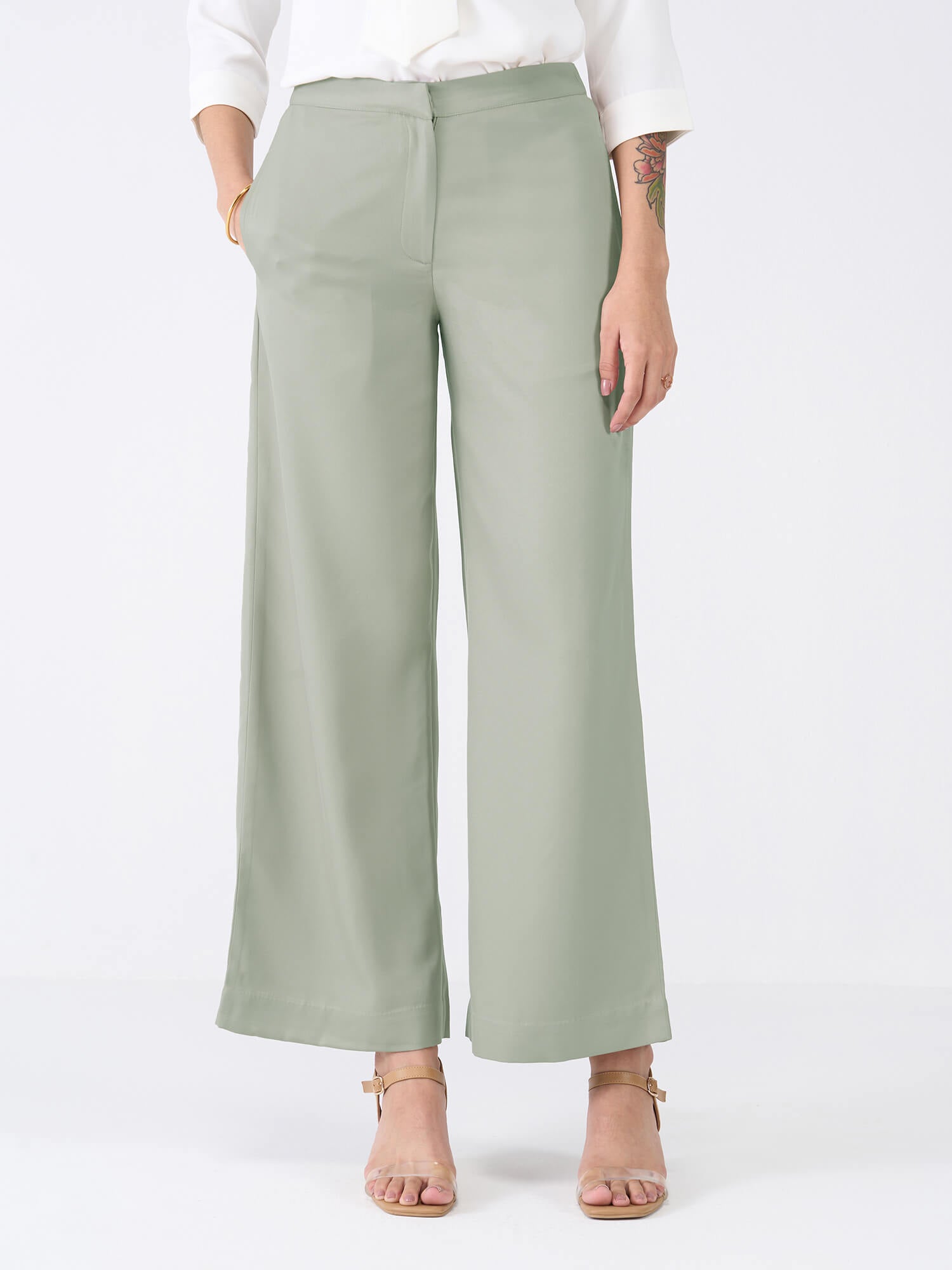 SO_Mercer Mid Rise Wide Legged Trousers-Ash Grey