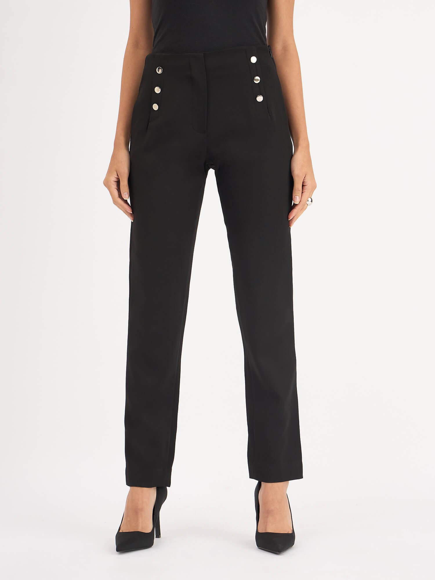 Adamant Embellished Slim Pants - Black - SALT Attire