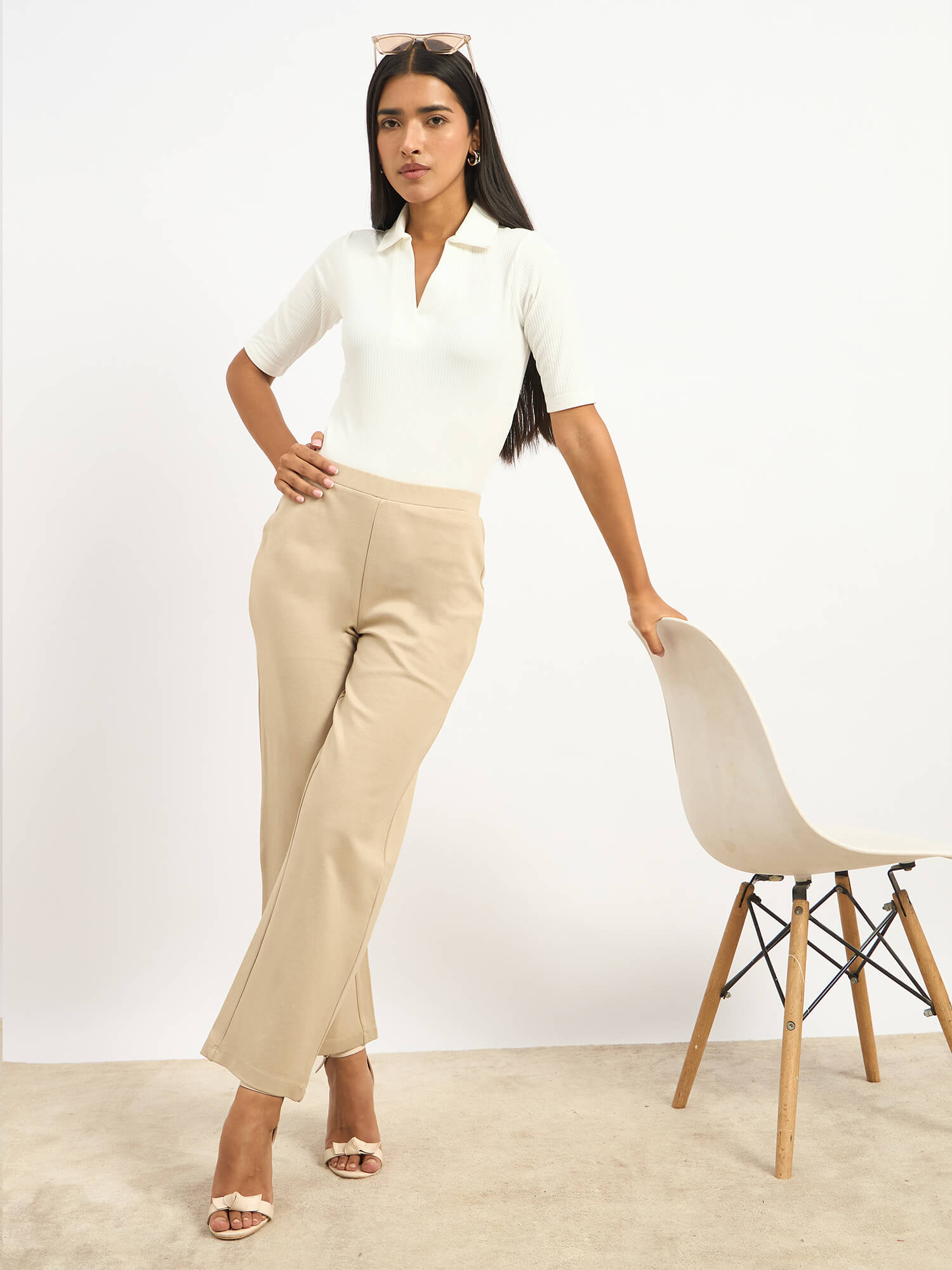Airy Pull On Straight Jeggings - Beige