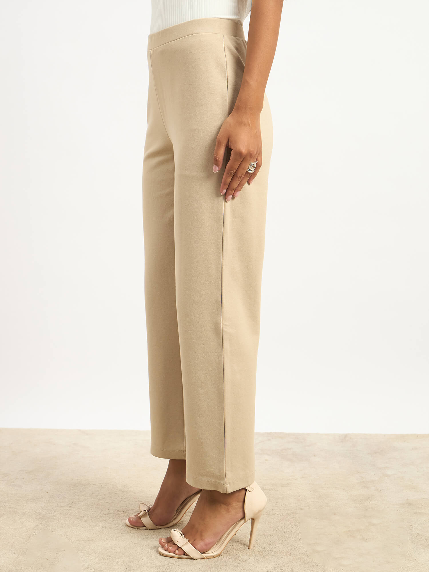 Airy Pull On Straight Jeggings - Beige