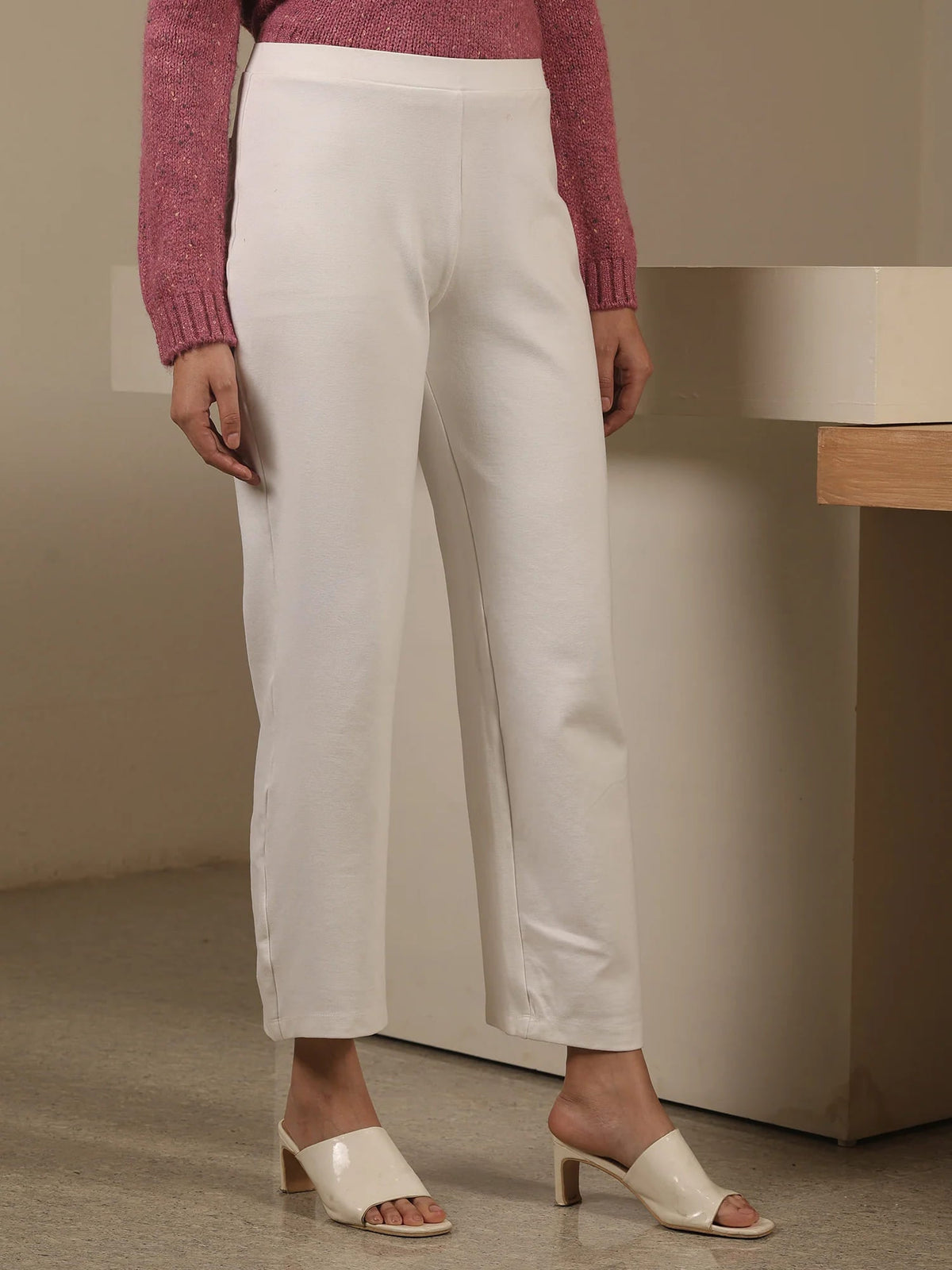 Airy Pull On Straight Jeggings - White - SALT Attire