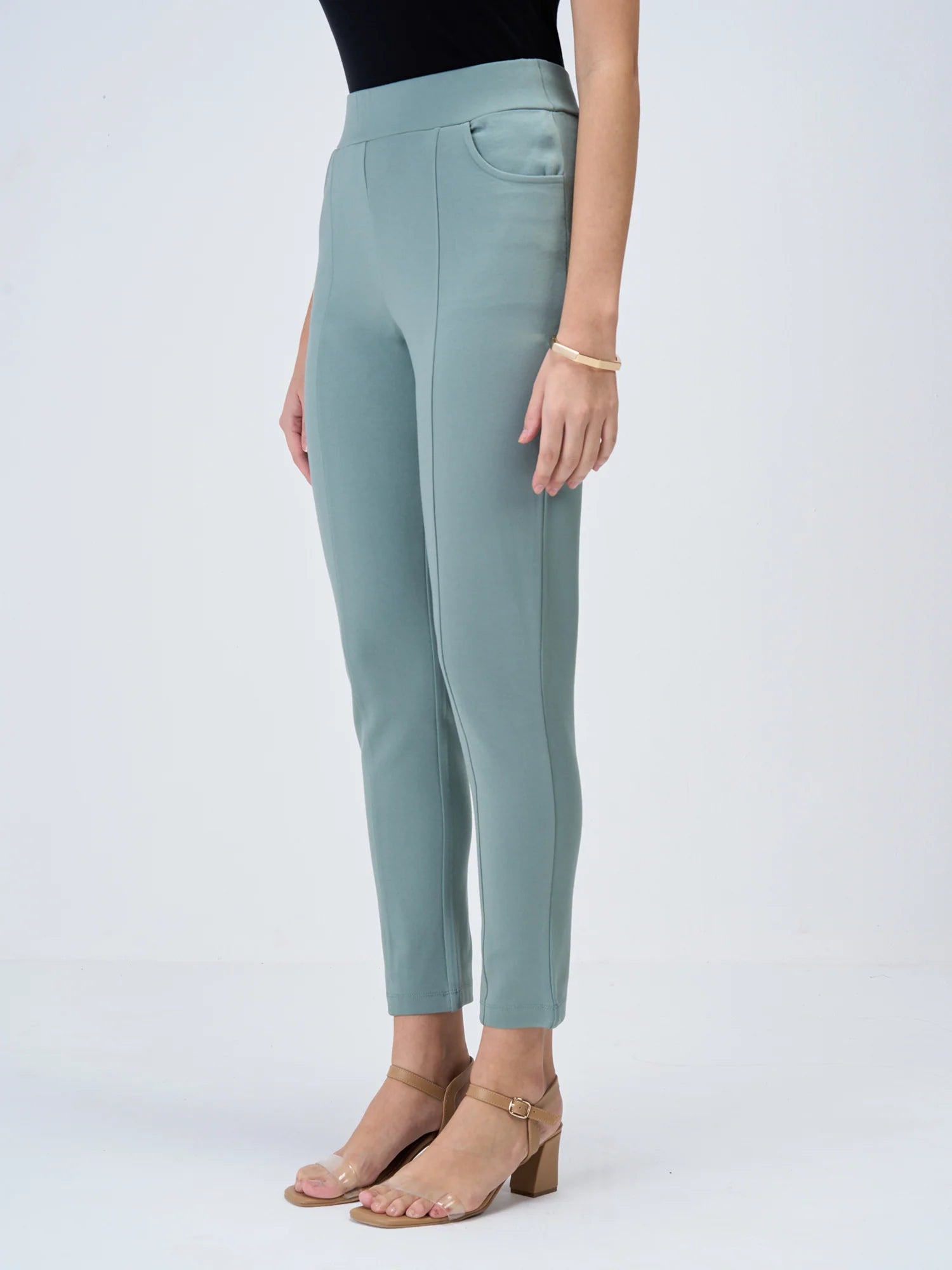 Flex-Sage Green Pull On Slim Jeggings-Sage Green - SALT Attire