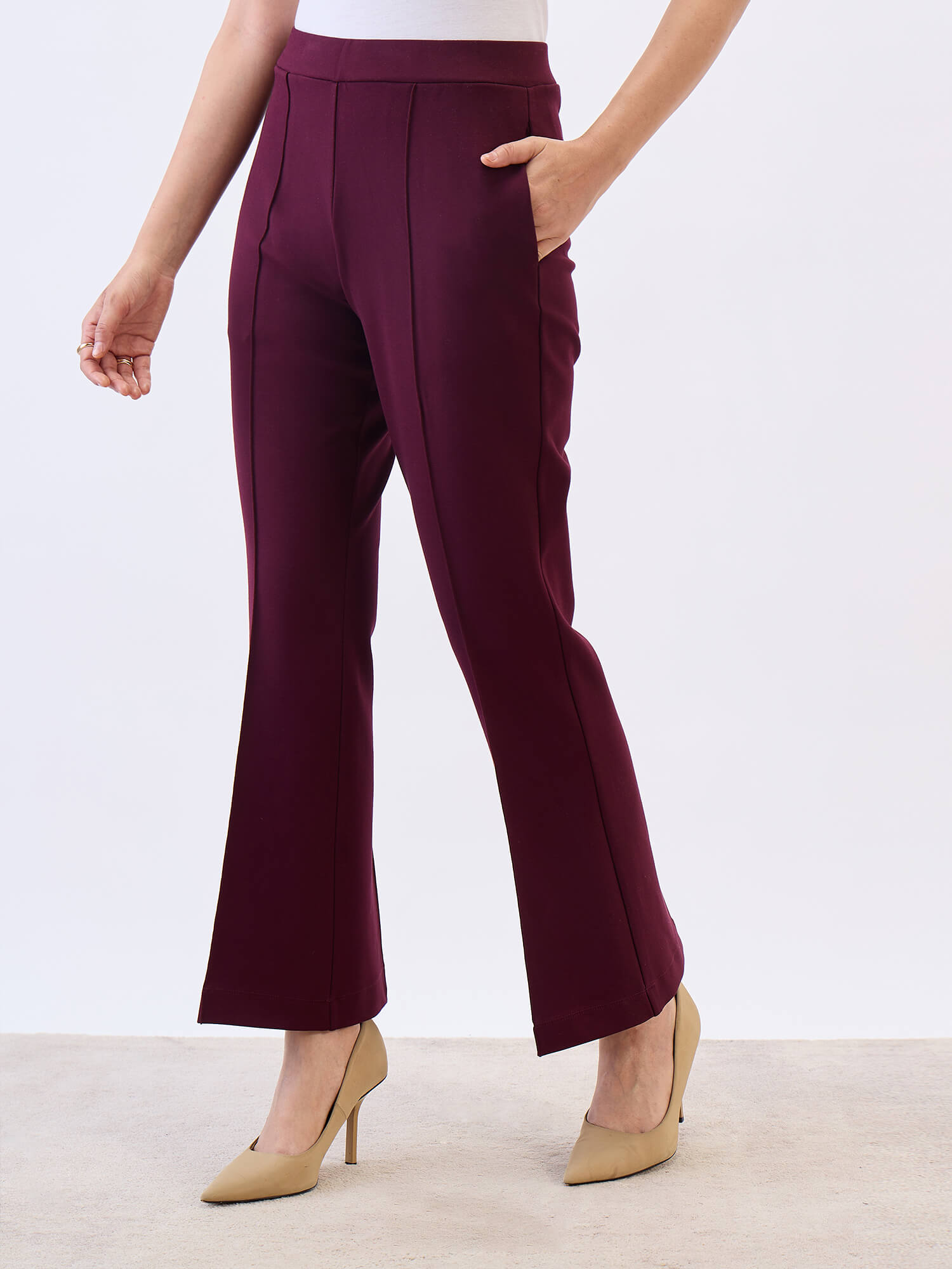 Limitless Bootcut Ponte Pants-Wine