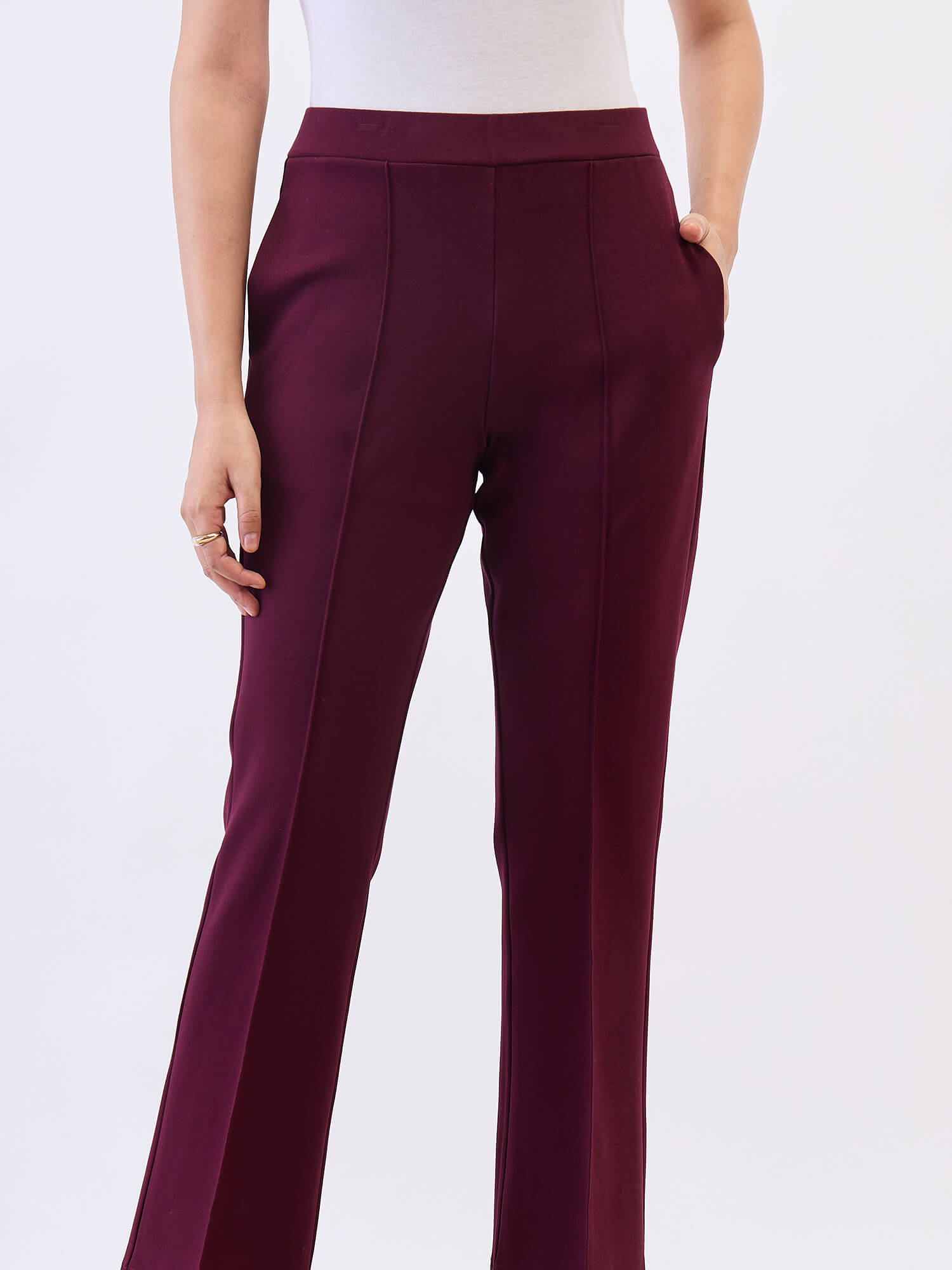 Limitless Bootcut Ponte Pants-Wine