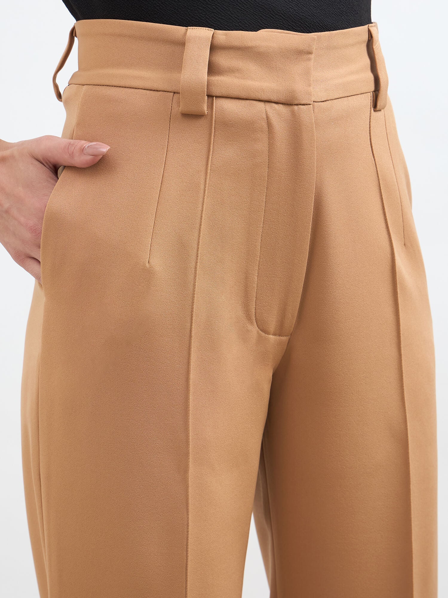 Quaint Straight High Rise Pants - Latte Brown