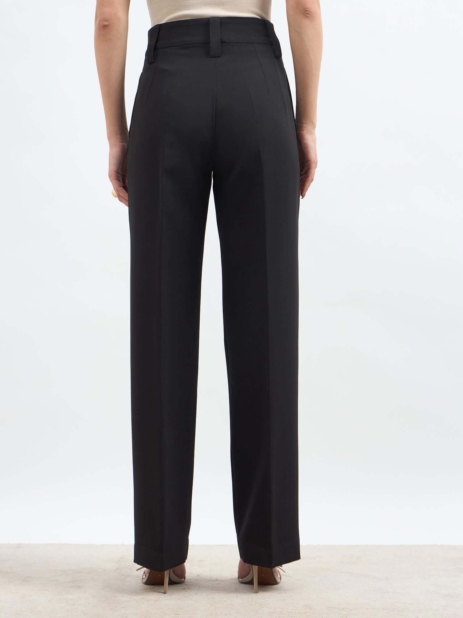Quaint Straight High Rise Pants-Black