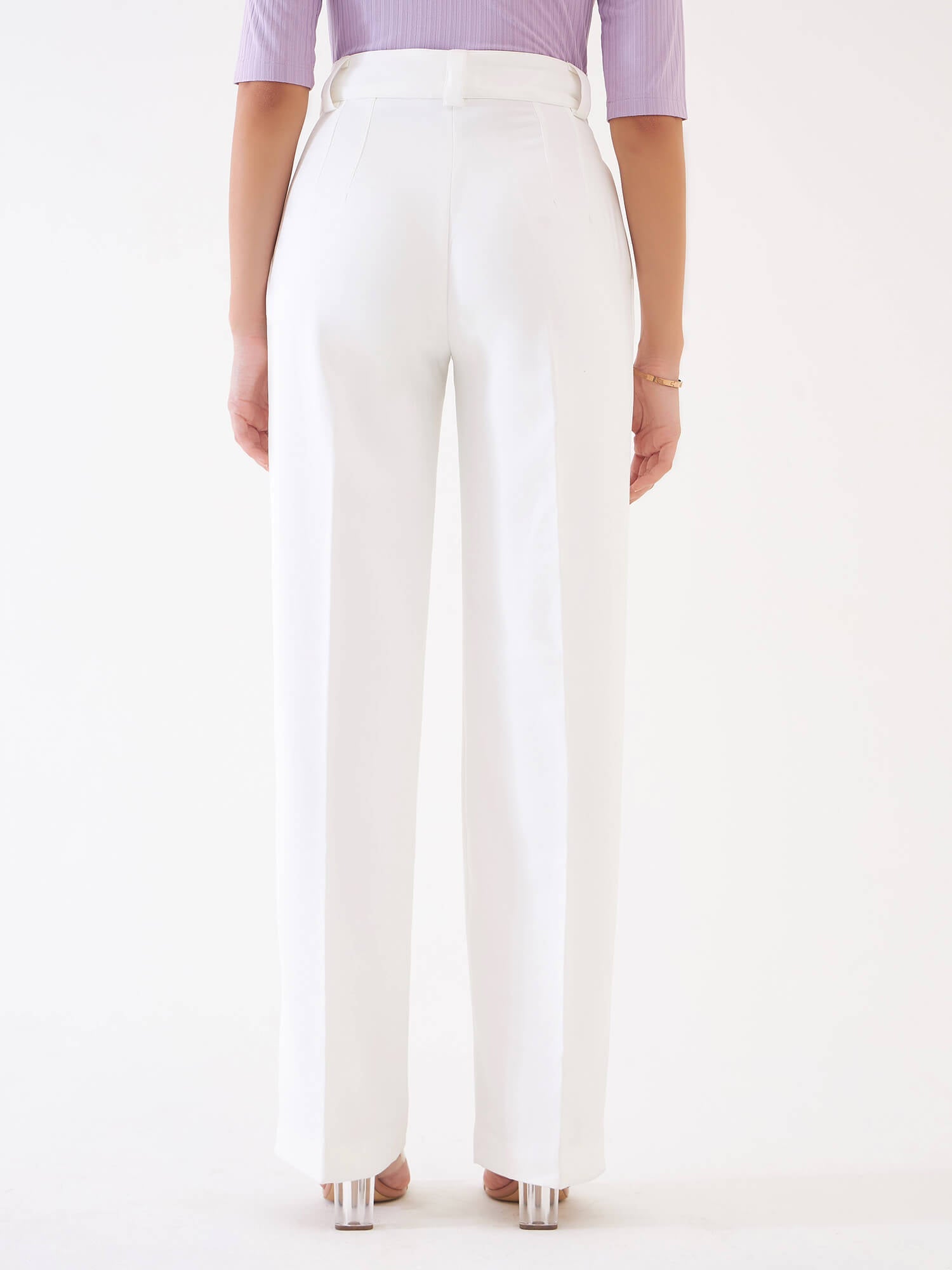 Quaint Straight High Rise Pants-White
