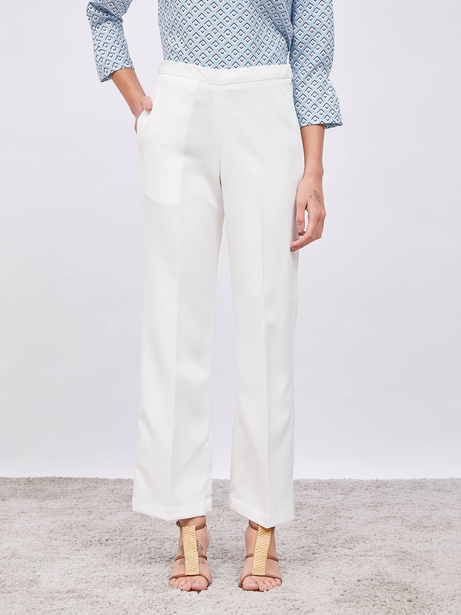 Cleo Formal Side Zip Pant-White