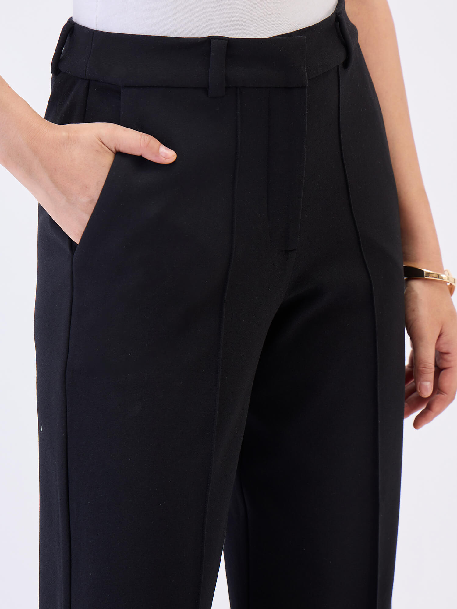 Effortless Straight Ponte Pants-Black