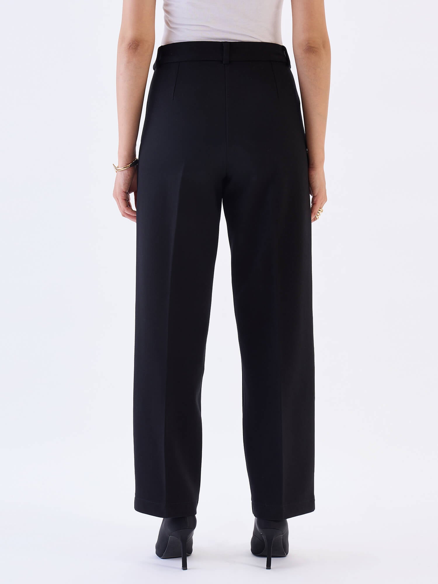Effortless Straight Ponte Pants-Black
