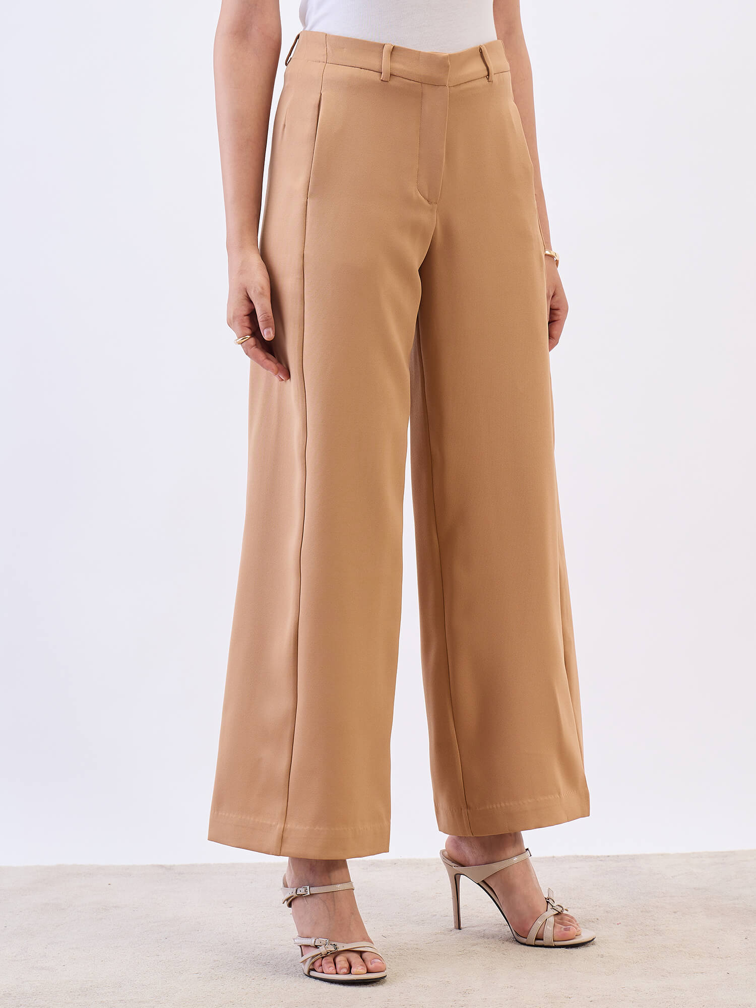 Suave Wide Leg Pants-Tan