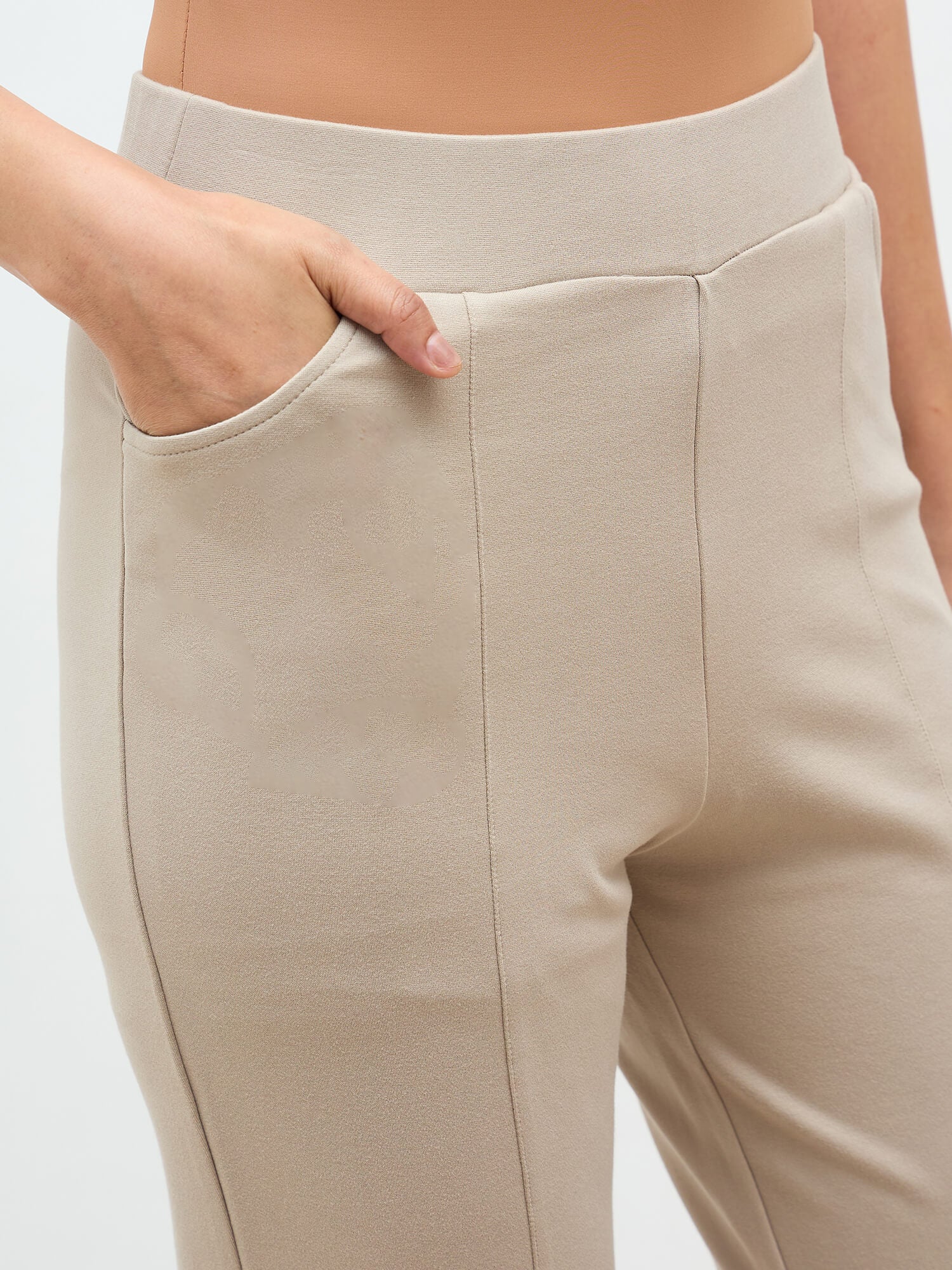 Flex Pull On Slim Jeggings-Taupe