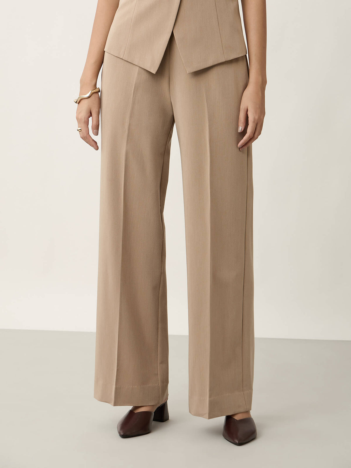 Tenacious Flared Leg Pants-Latte Beige