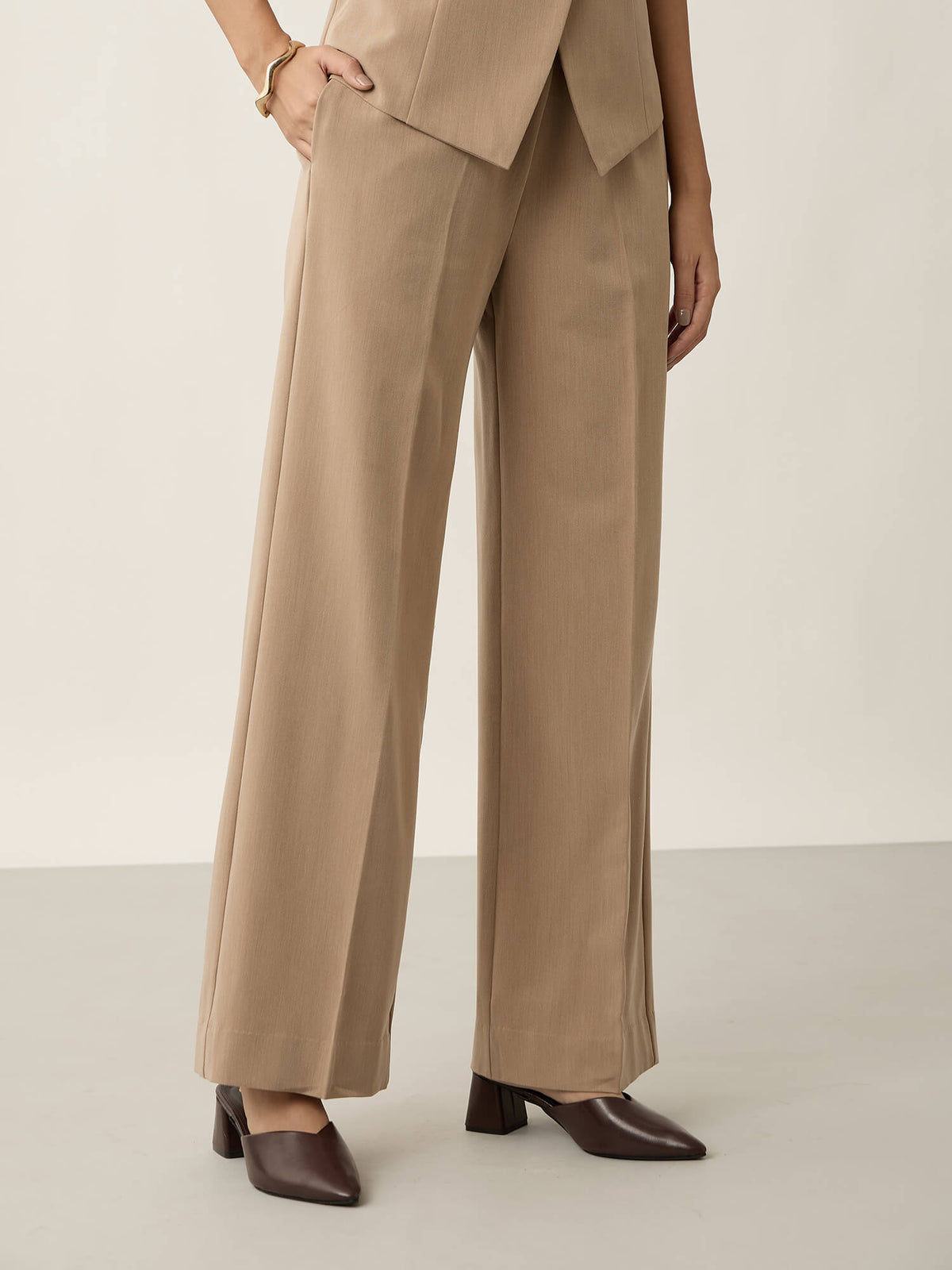 Tenacious Flared Leg Pants-Latte Beige
