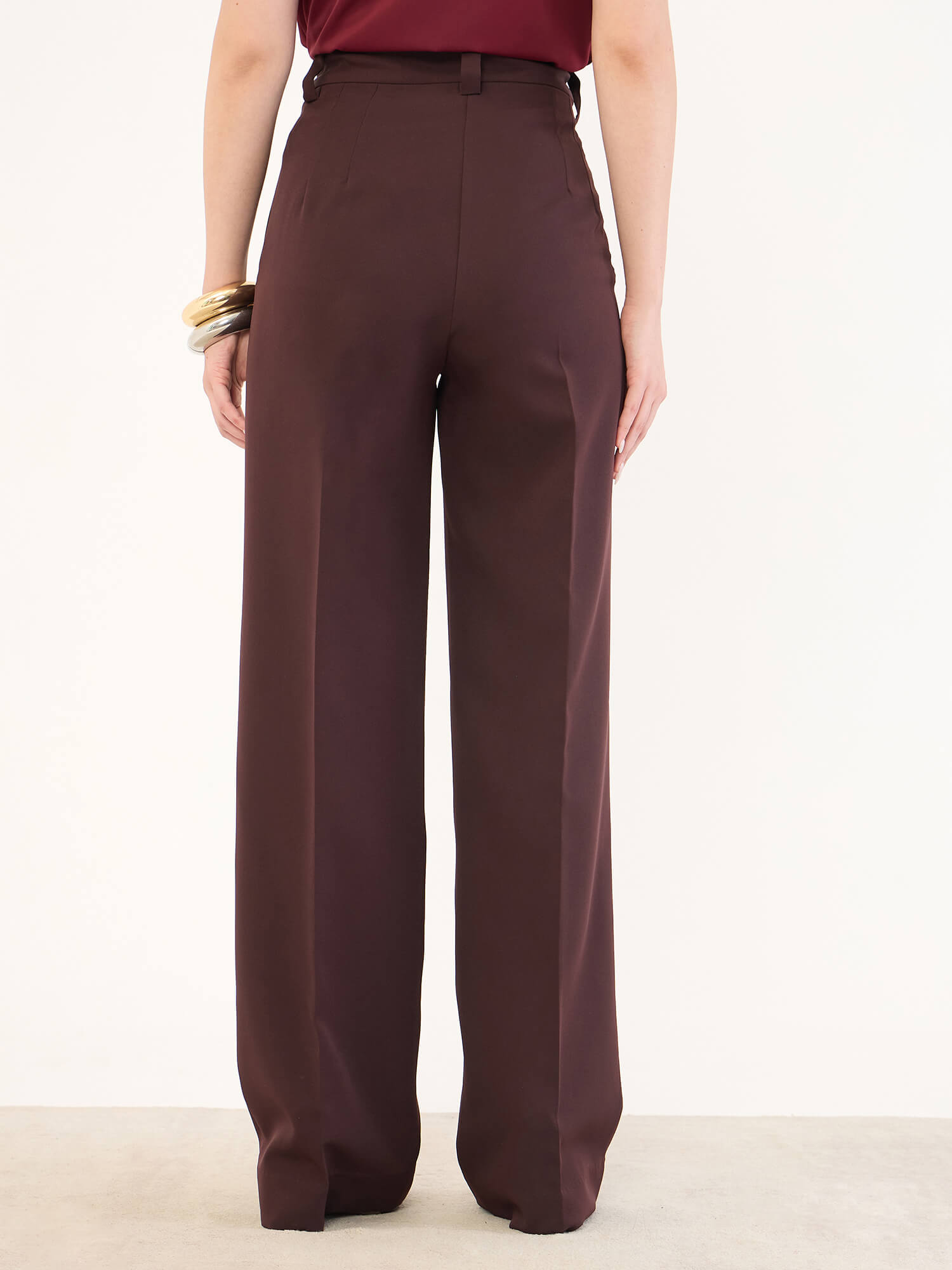 Quaint Straight High Rise Pants-Brown