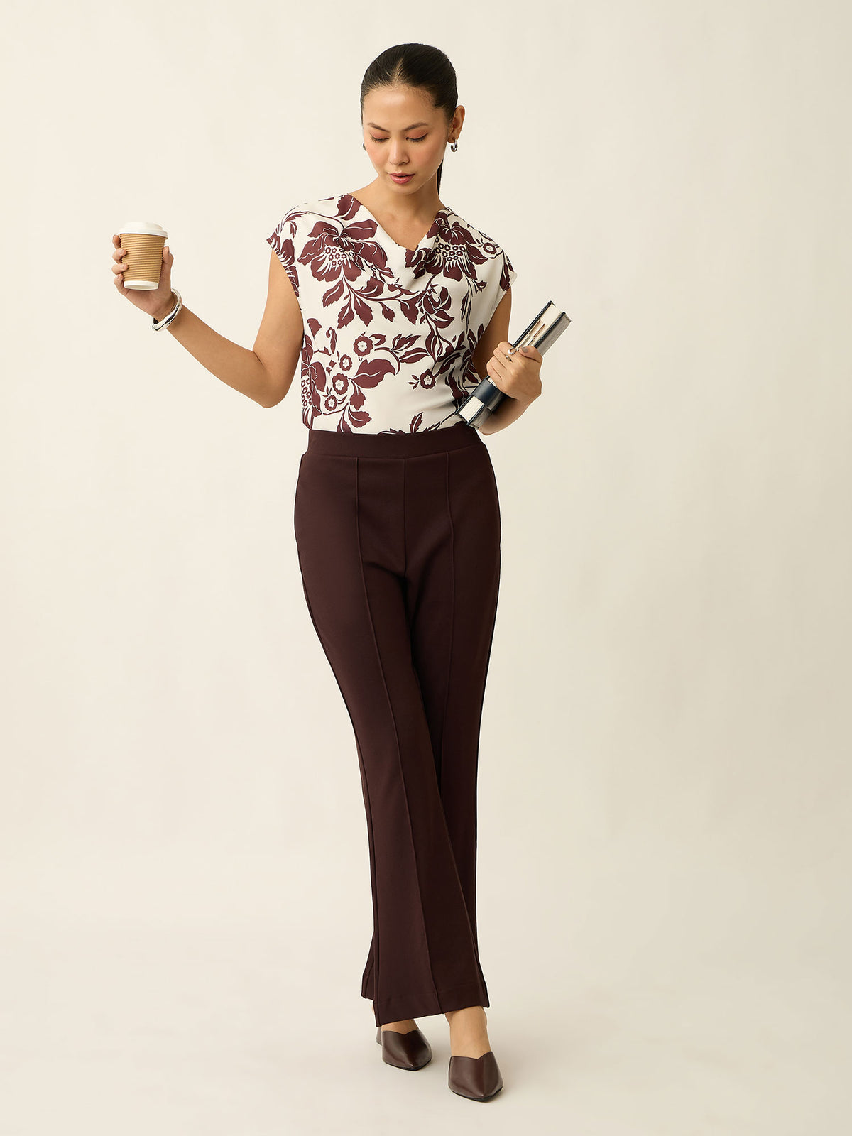 Limitless Bootcut Ponte Pants-Brown