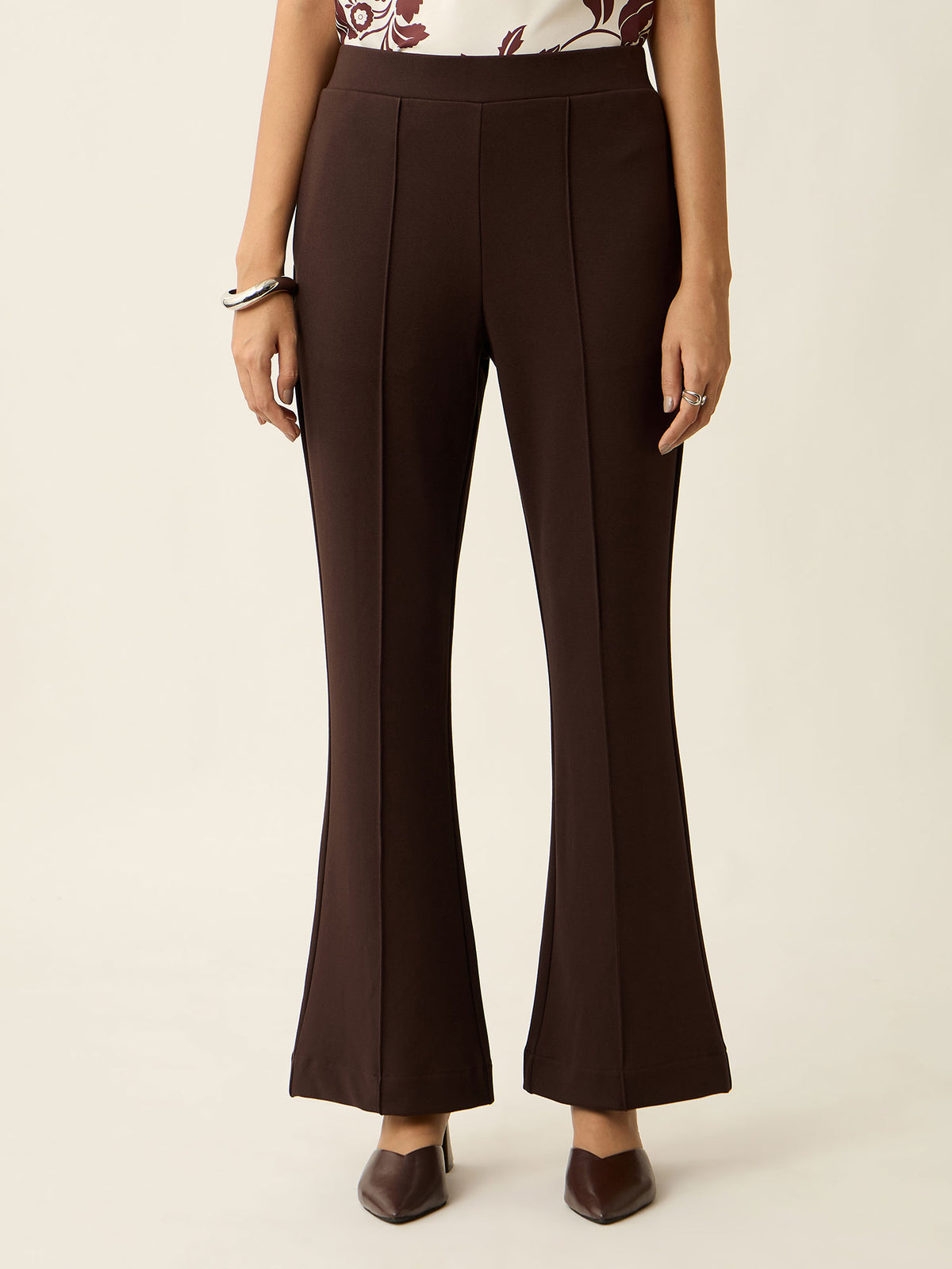 Limitless Bootcut Ponte Pants-Brown