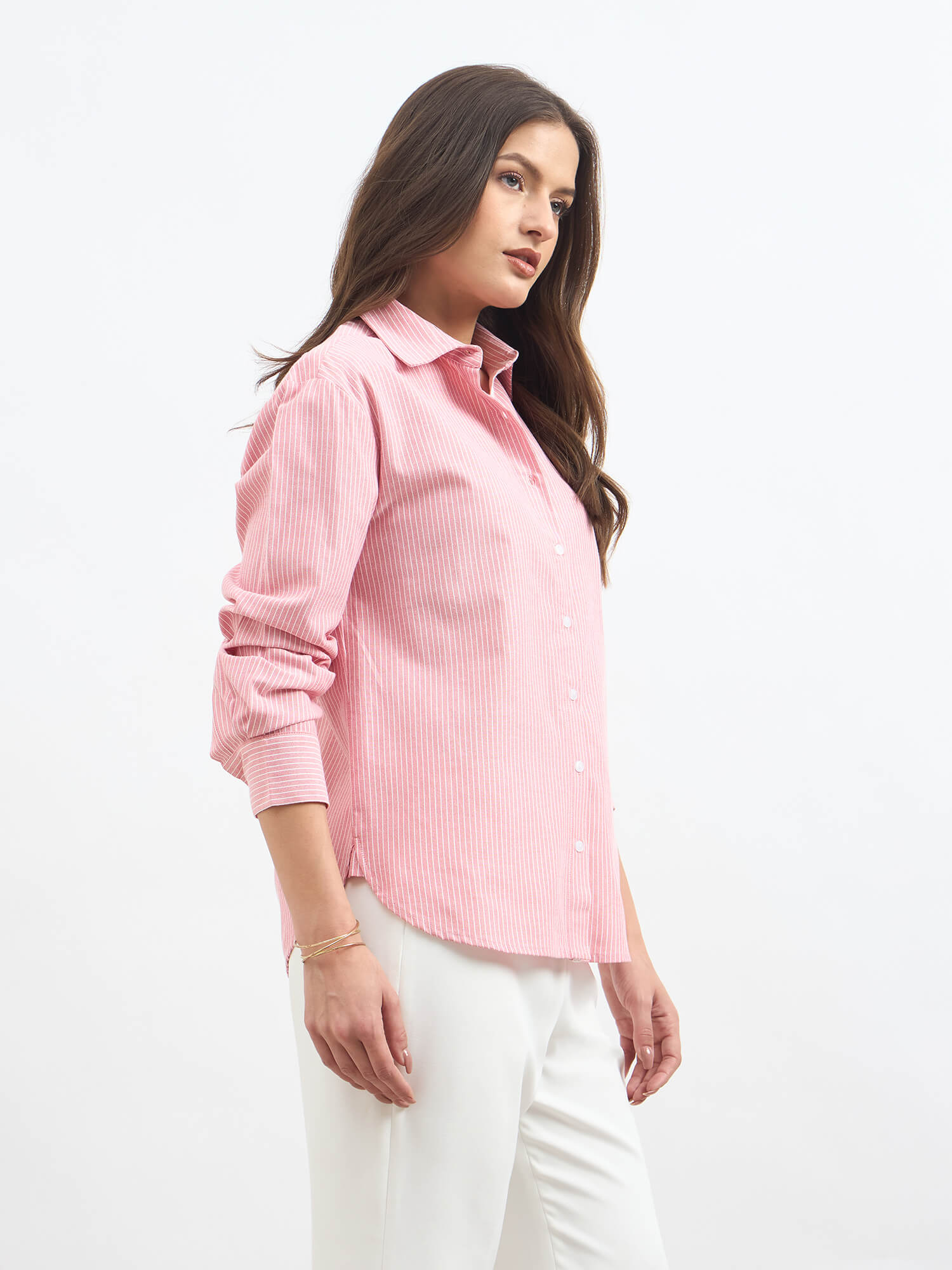 Mariner Striped Shirt With Lace Detail-Red & White