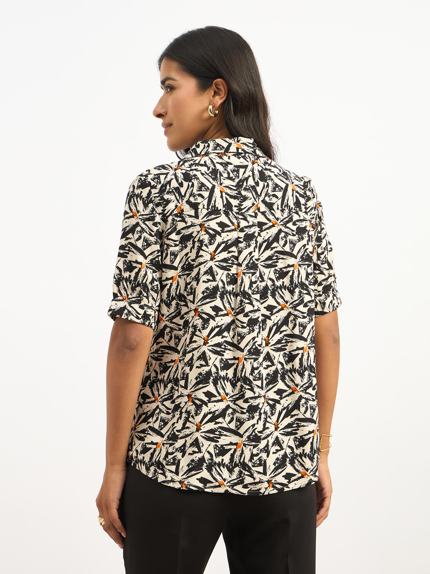 Sabine Short Elasticated Sleeve Shirt - Black